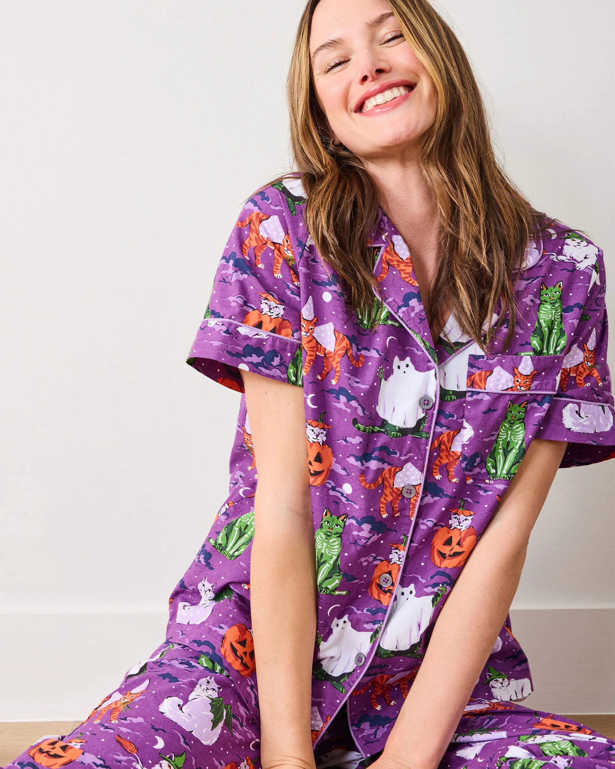 Halloween House Cats - Short Sleeve Top & Cropped Pants Set - Purple Tonic sold by Printfresh product image thumbnail 5