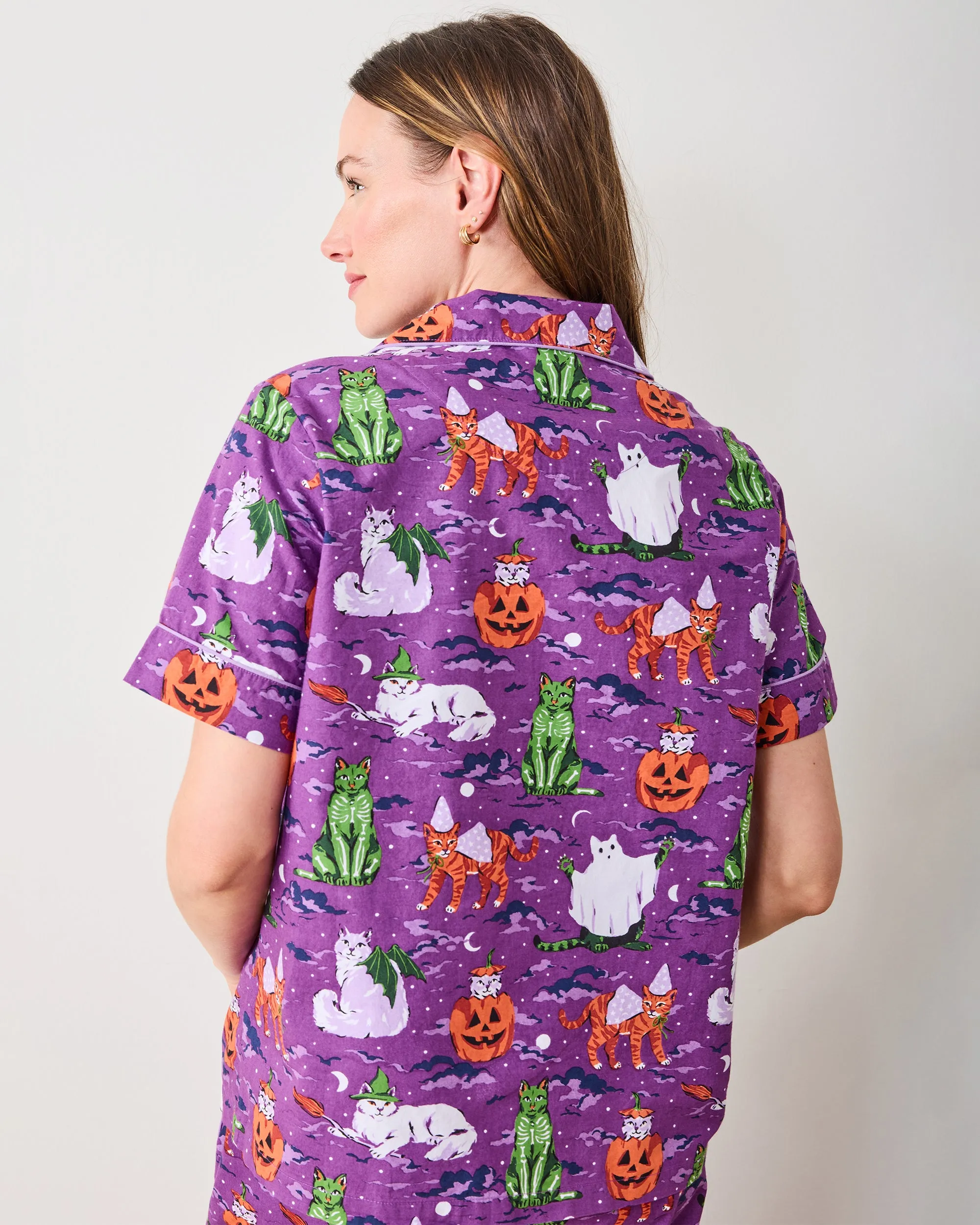 Halloween House Cats - Short Sleeve Top & Cropped Pants Set - Purple Tonic sold by Printfresh product image thumbnail 4