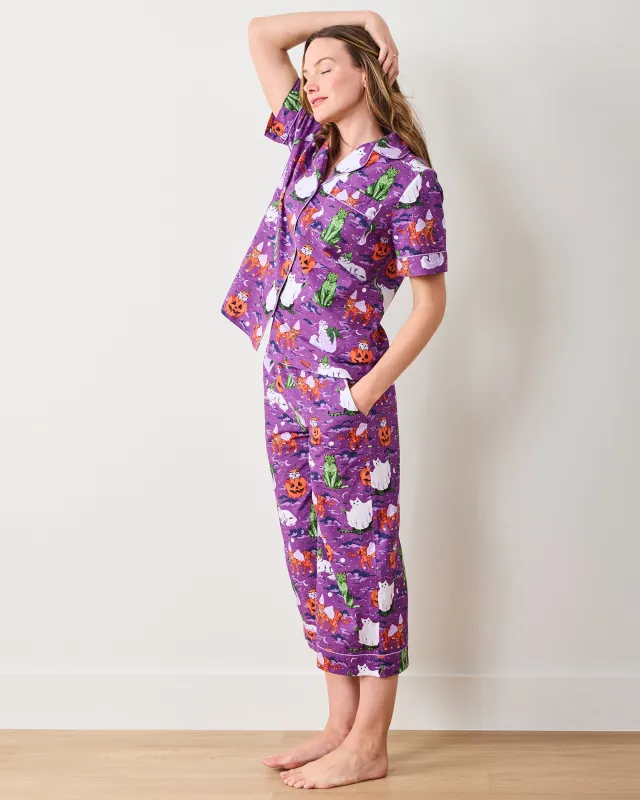 Halloween House Cats - Short Sleeve Top & Cropped Pants Set - Purple Tonic sold by Printfresh