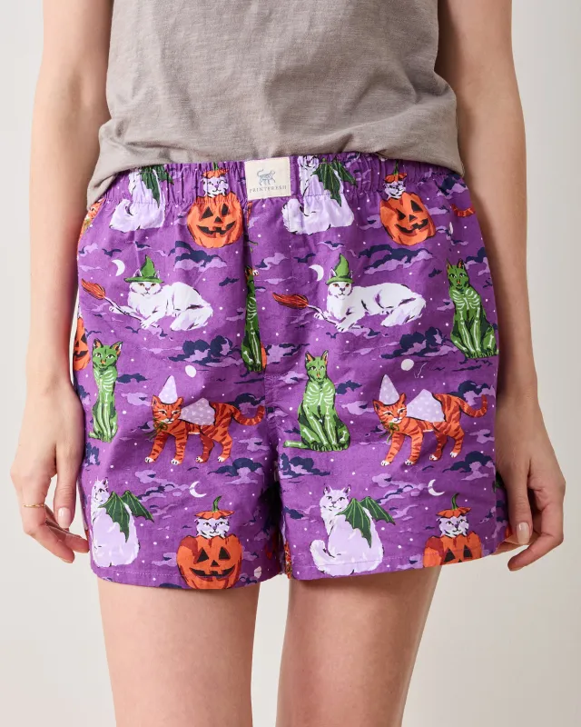 Halloween House Cats - Boyfriend Boxer - Purple Tonic sold by Printfresh