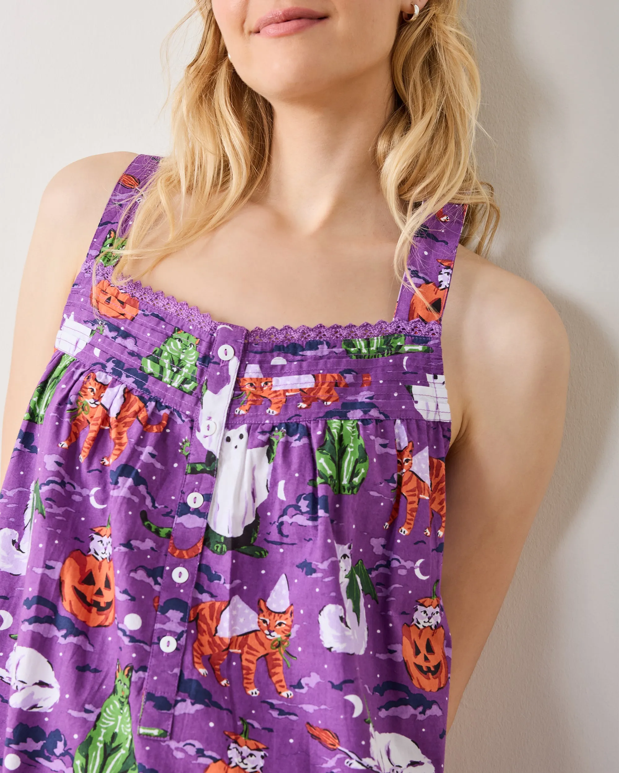 Halloween House Cats - Back to Bed Nightgown - Purple Tonic sold by Printfresh product image thumbnail 4