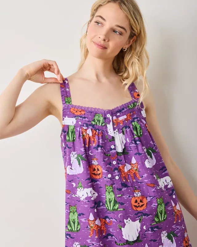 Halloween House Cats - Back to Bed Nightgown - Purple Tonic sold by Printfresh