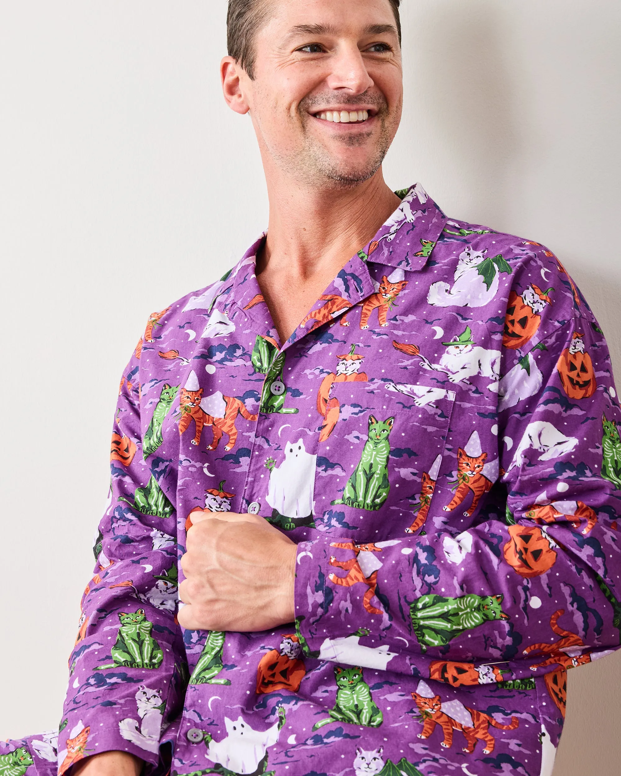 Halloween House Cats - Men's Long PJ Set - Purple Tonic sold by Printfresh product image thumbnail 5