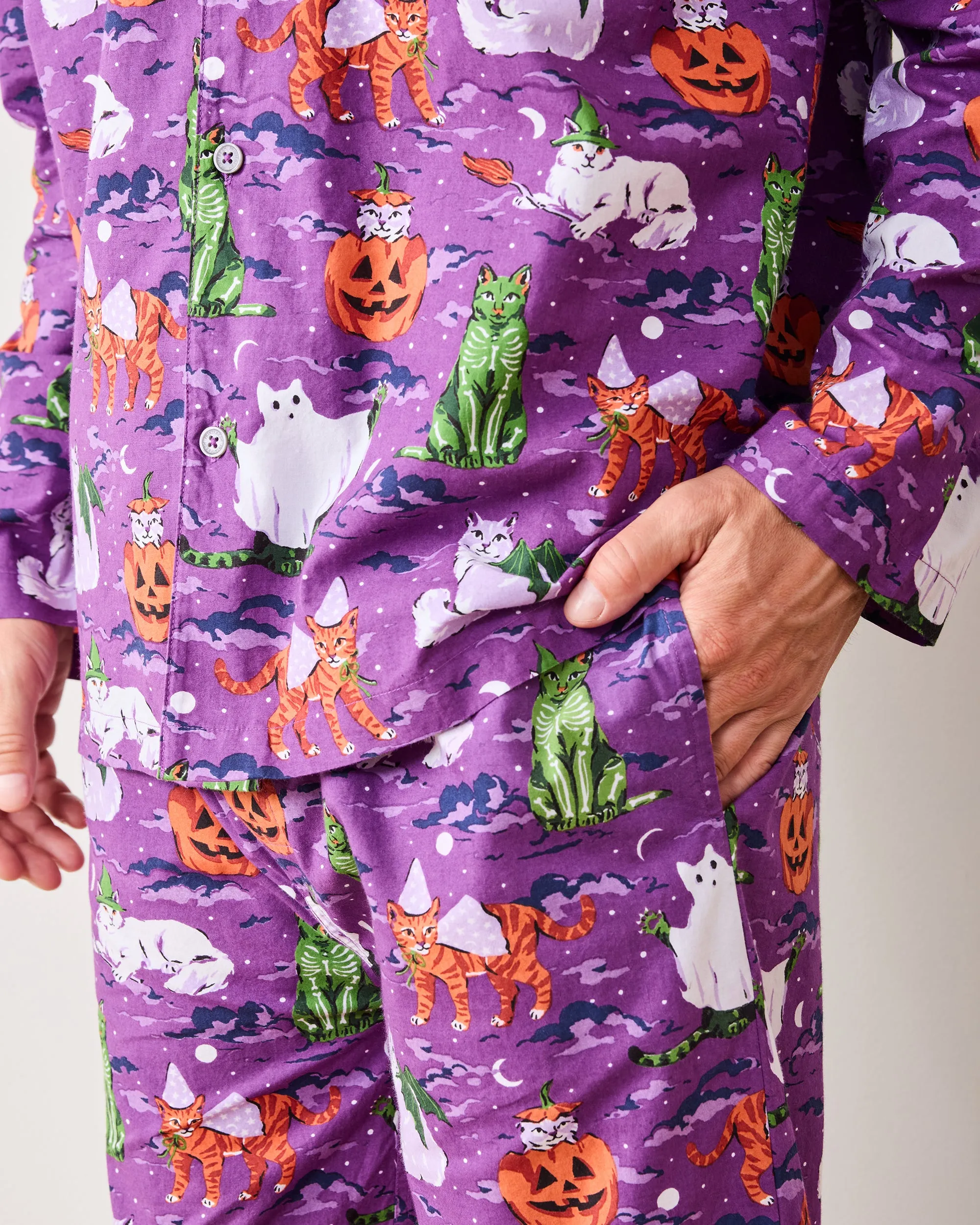 Halloween House Cats - Men's Long PJ Set - Purple Tonic sold by Printfresh product image thumbnail 3