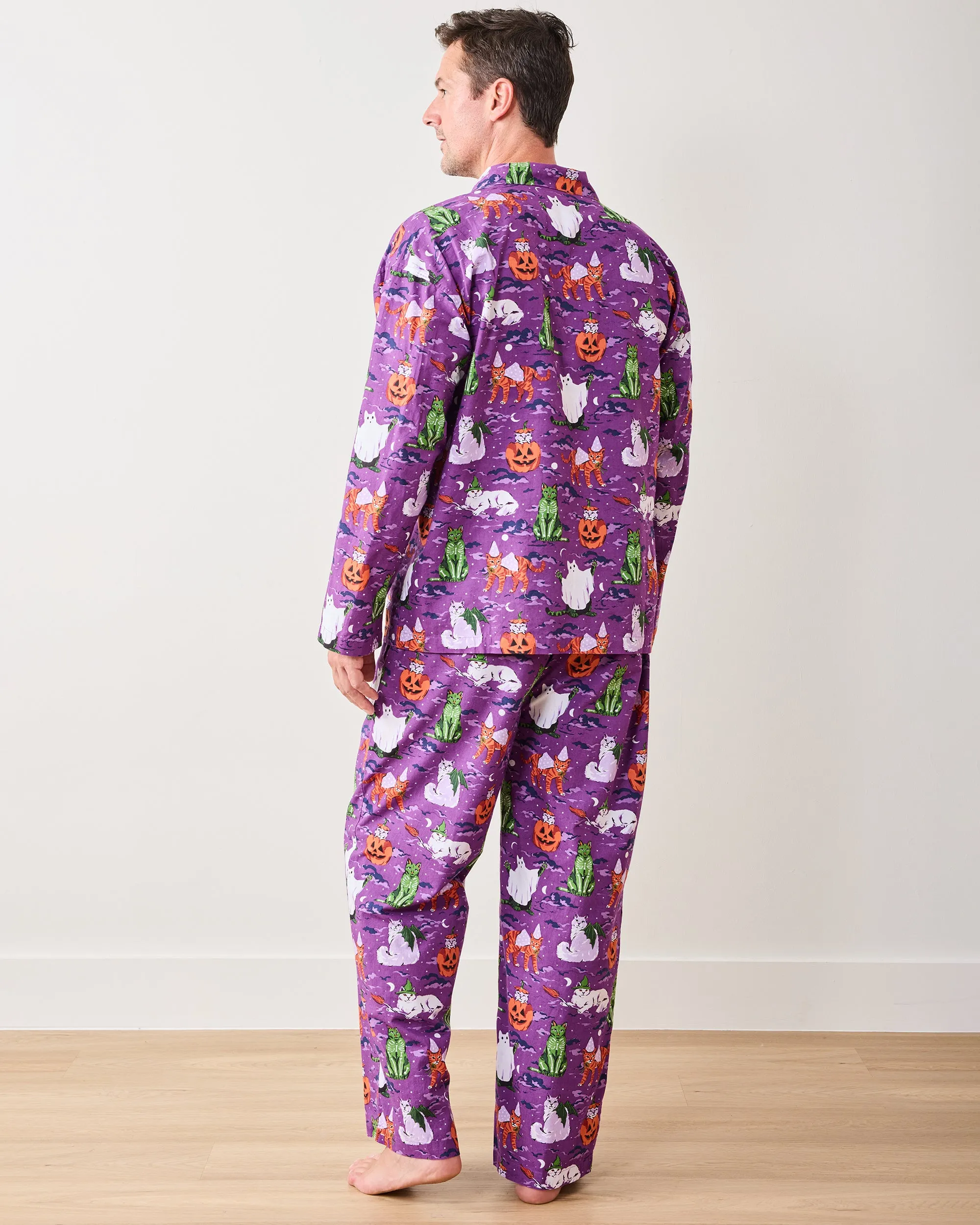 Halloween House Cats - Men's Long PJ Set - Purple Tonic sold by Printfresh product image thumbnail 4