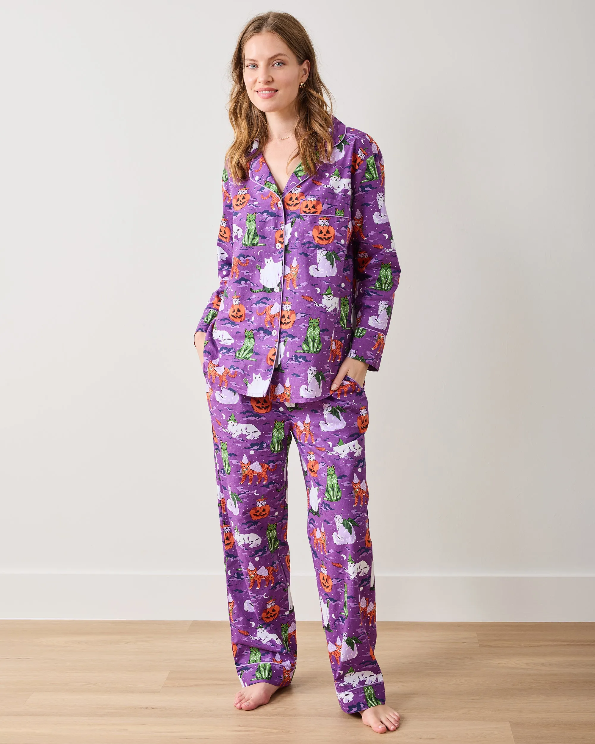 Halloween House Cats - Tall Long PJ Set - Purple Tonic sold by Printfresh product image thumbnail 3