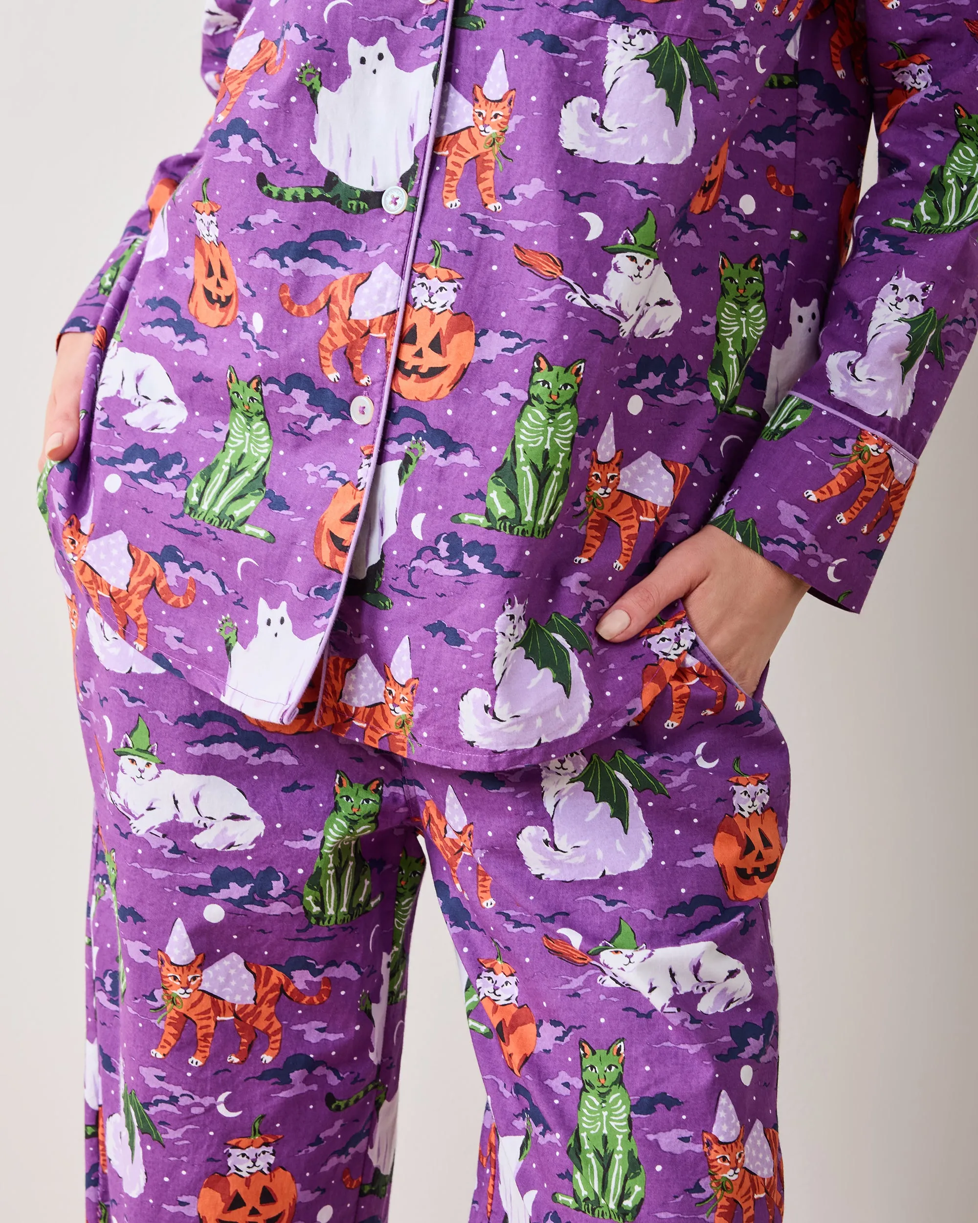 Halloween House Cats - Tall Long PJ Set - Purple Tonic sold by Printfresh product image thumbnail 4