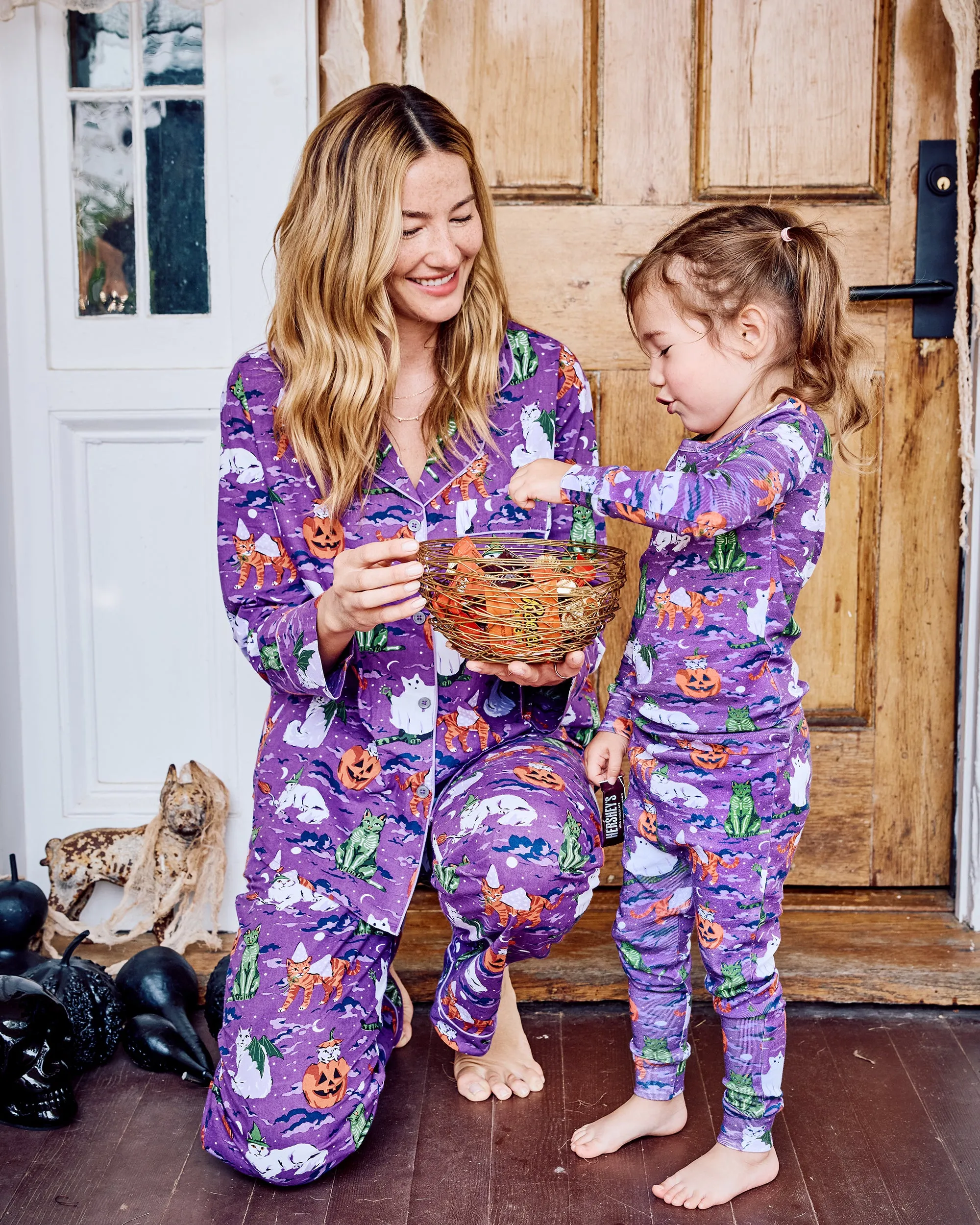 Halloween House Cats - Petite Long PJ Set - Purple Tonic sold by Printfresh product image thumbnail 3