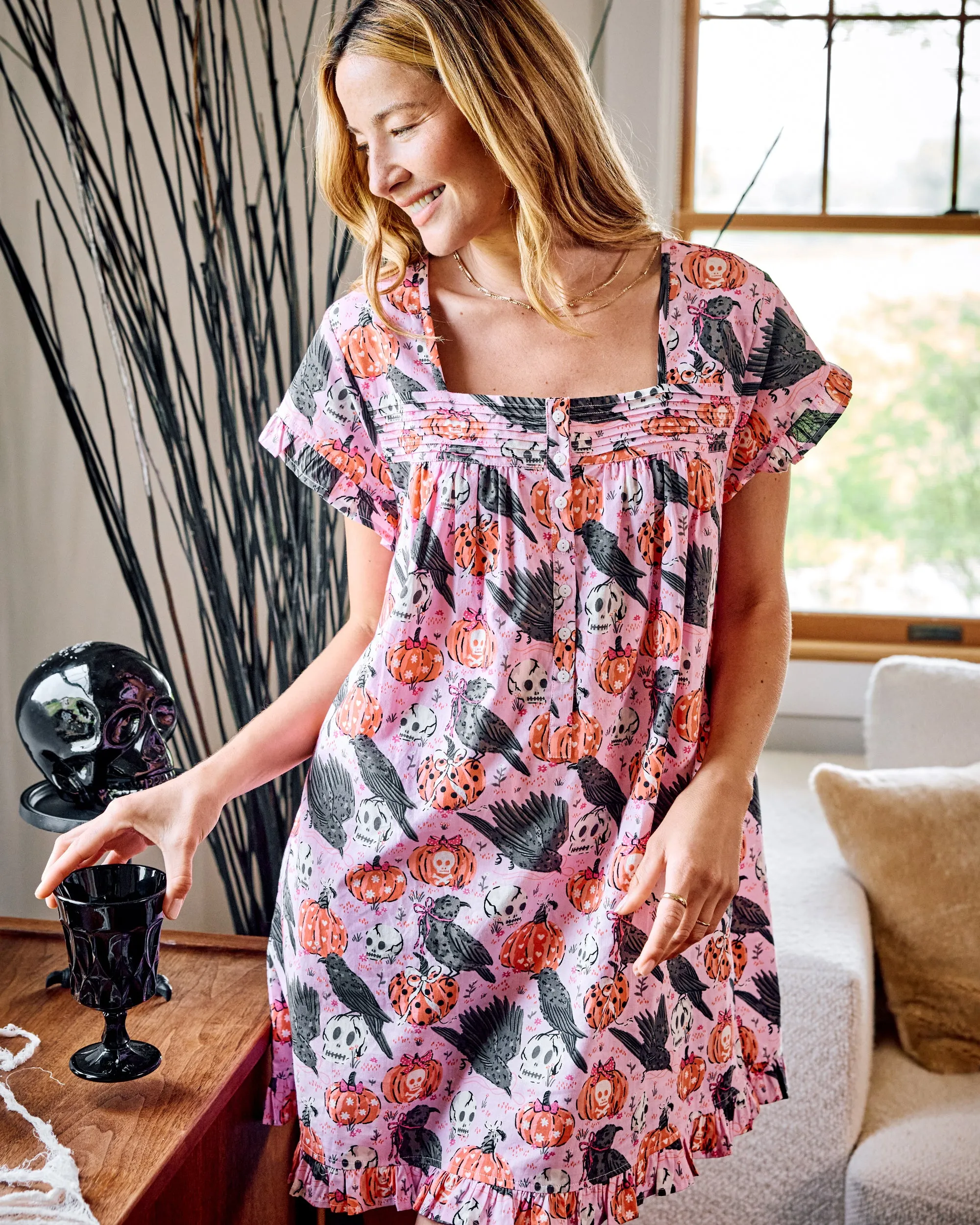 Sleepy Hollow - Pintuck Nightgown - Nevermore Pink sold by Printfresh