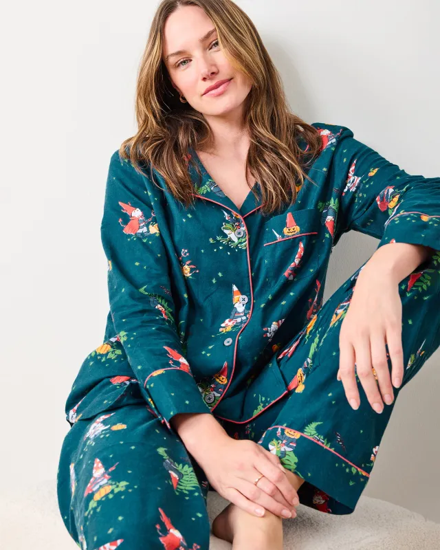 Mischief Night - Lightweight Flannel Long PJ Set - Nightfall Blue sold by Printfresh