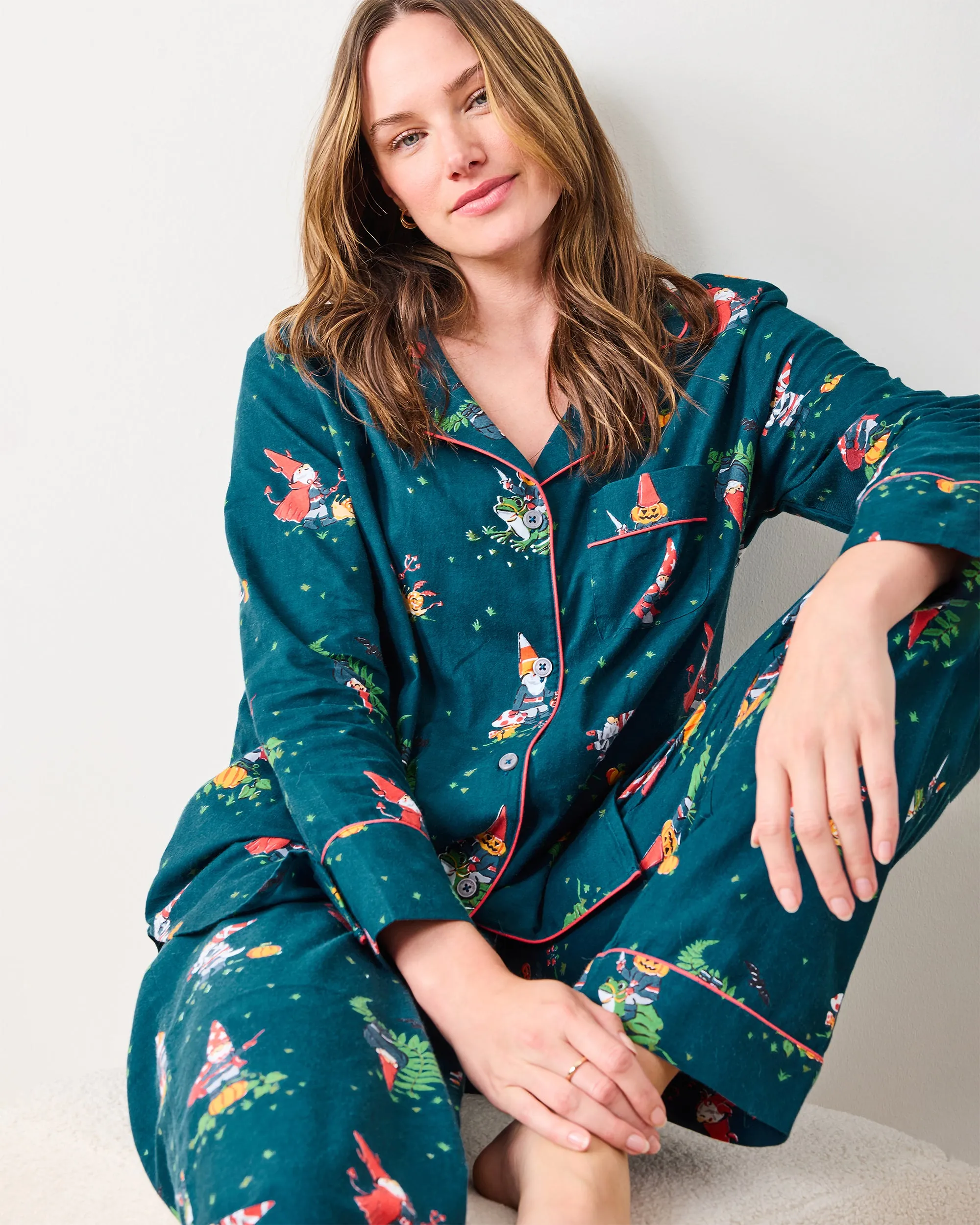 Mischief Night - Lightweight Flannel Long PJ Set - Nightfall Blue sold by Printfresh