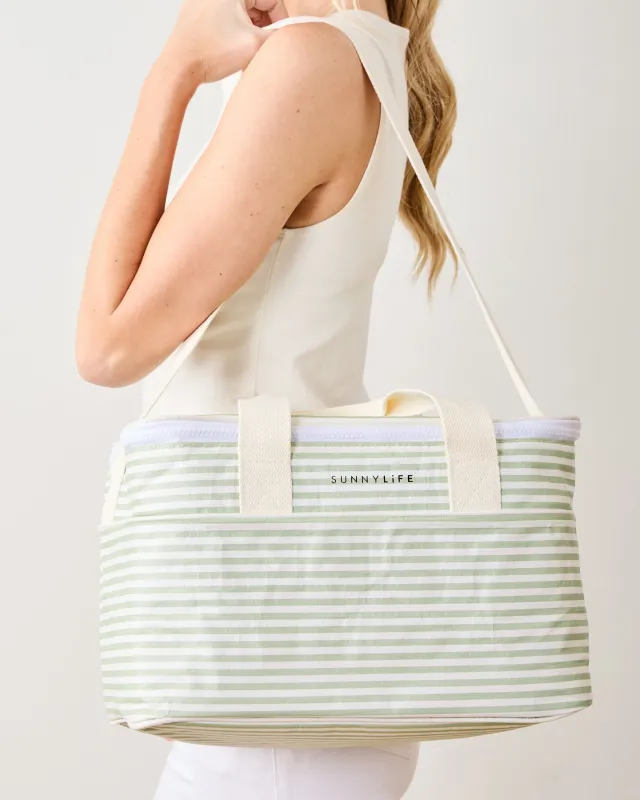 Sage Stripe - Light Cooler Bag La Palma - Sunnylife sold by Printfresh