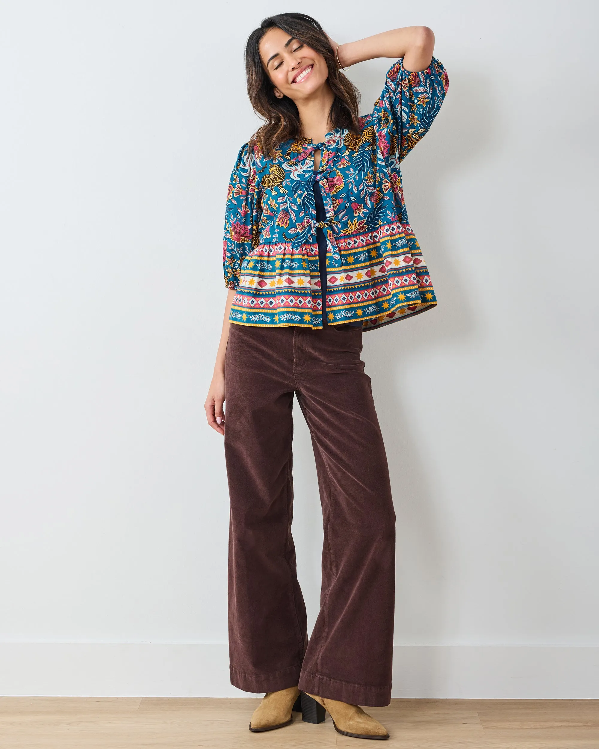 Tibetan Tigress - Annabelle Blouse - Blue Ridge sold by Printfresh product image thumbnail 2