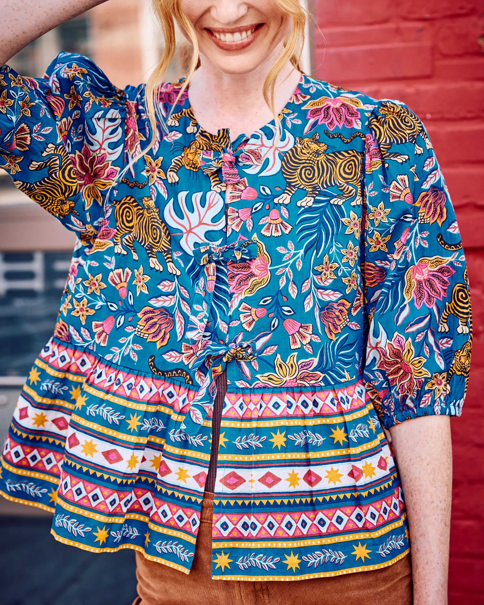 Tibetan Tigress - Annabelle Blouse - Blue Ridge sold by Printfresh