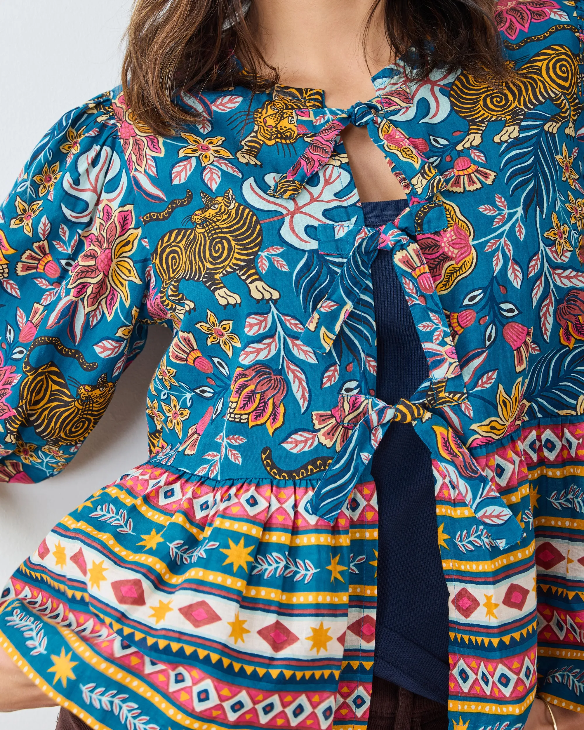 Tibetan Tigress - Annabelle Blouse - Blue Ridge sold by Printfresh product image thumbnail 5