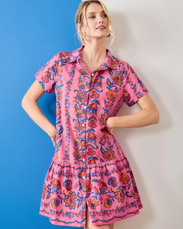 Folklore Flowers - Gracie Dress - Bright Rose sold by Printfresh