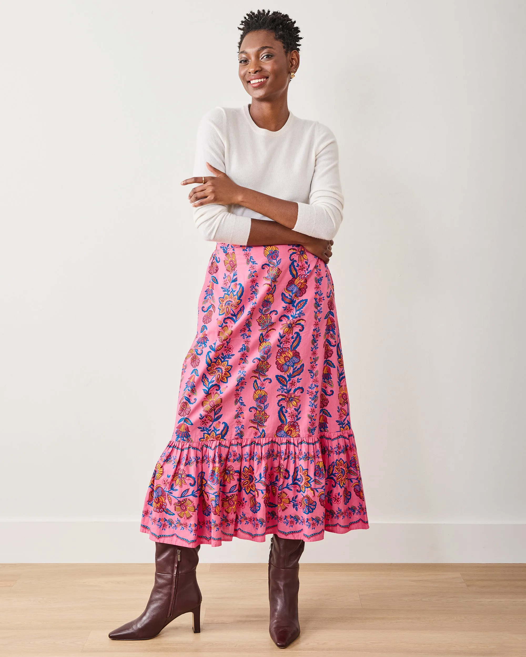Folklore Flowers - Victoria Skirt - Bright Rose sold by Printfresh
