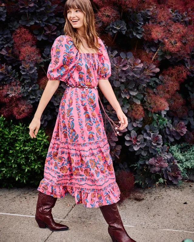 Folklore Flowers - Collins Dress - Bright Rose made by Printfresh