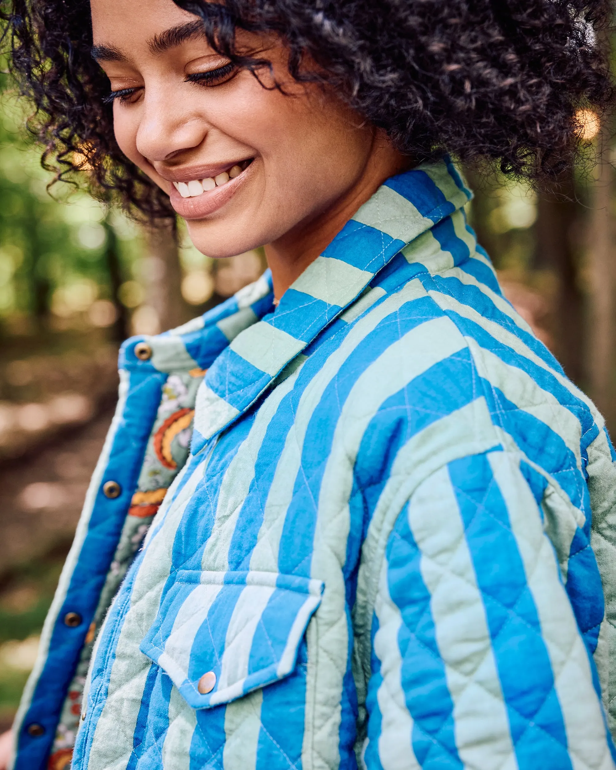 Bold Stripe - Quilted Jacket - Blue Sage sold by Printfresh product image thumbnail 2