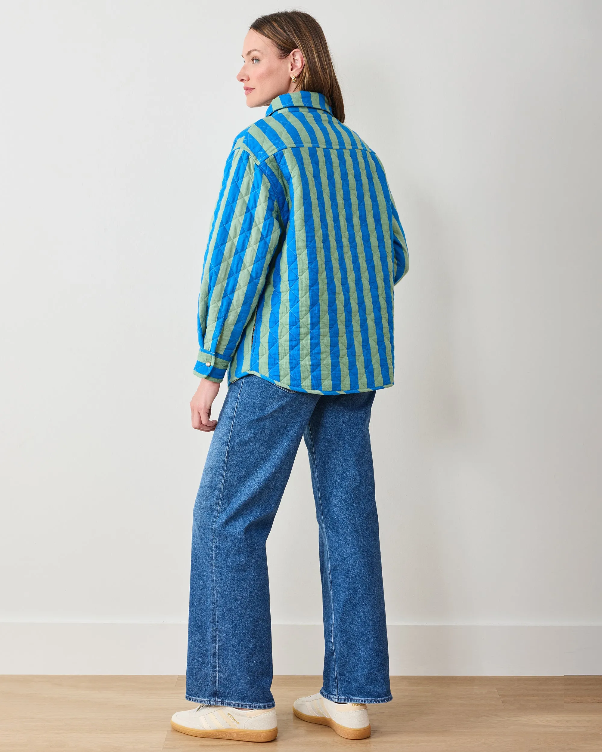 Bold Stripe - Quilted Jacket - Blue Sage sold by Printfresh product image thumbnail 5