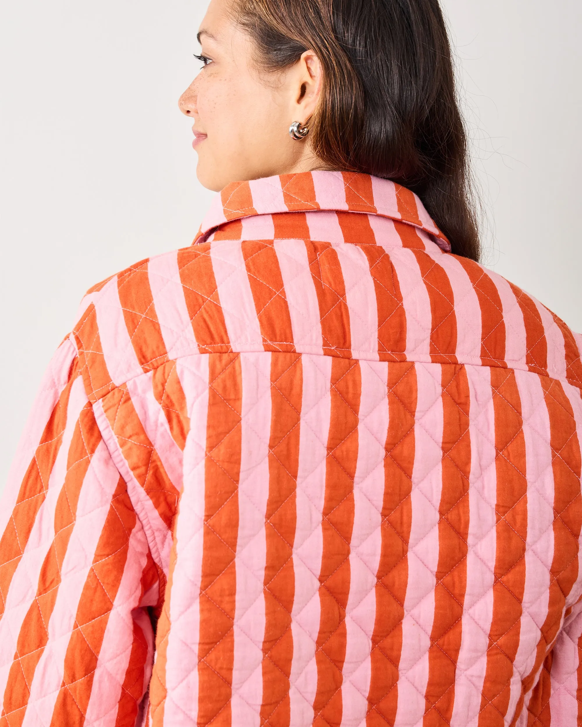 Bold Stripe - Quilted Jacket - Pink Copper sold by Printfresh product image thumbnail 4