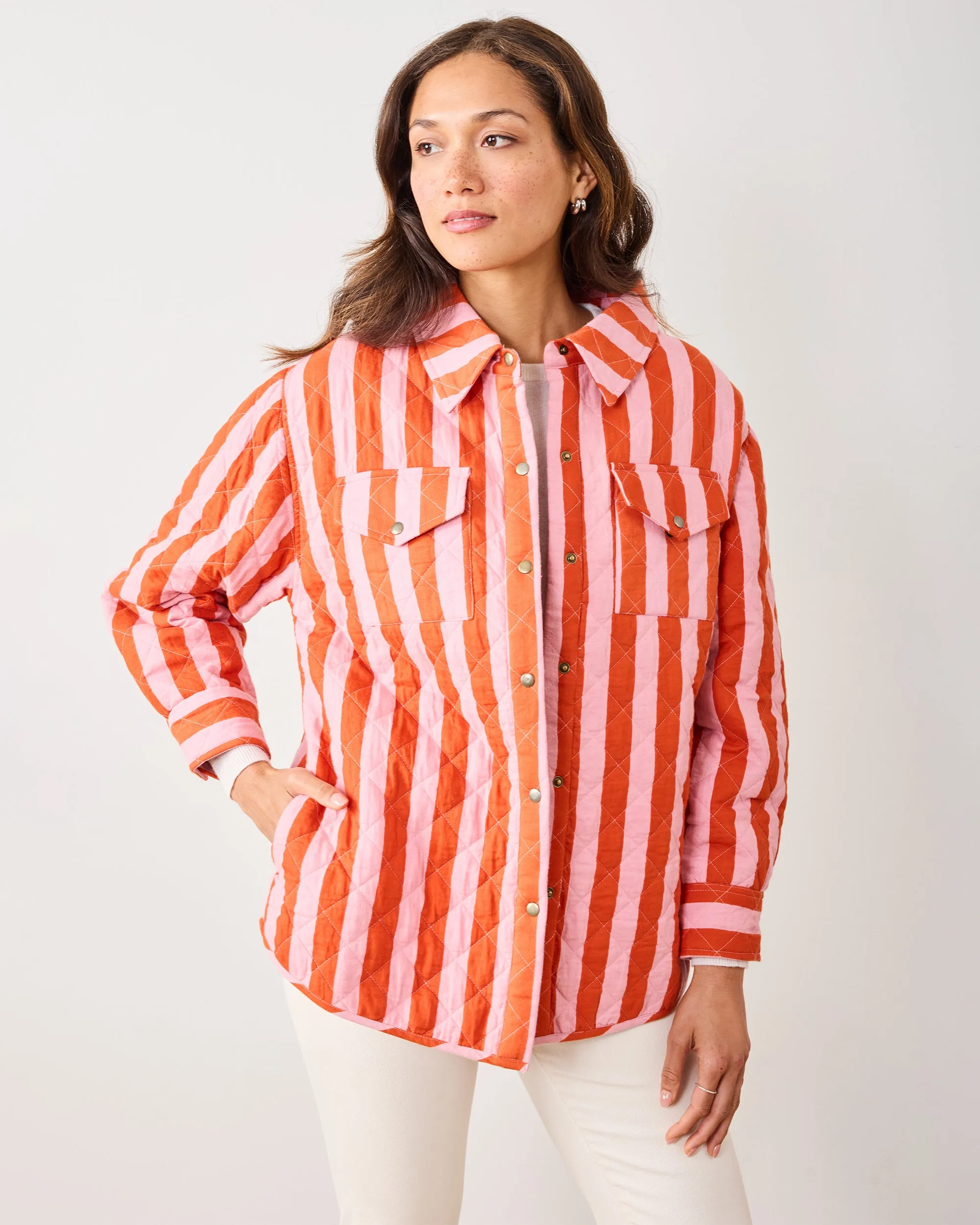 Bold Stripe - Quilted Jacket - Pink Copper sold by Printfresh product image thumbnail 5