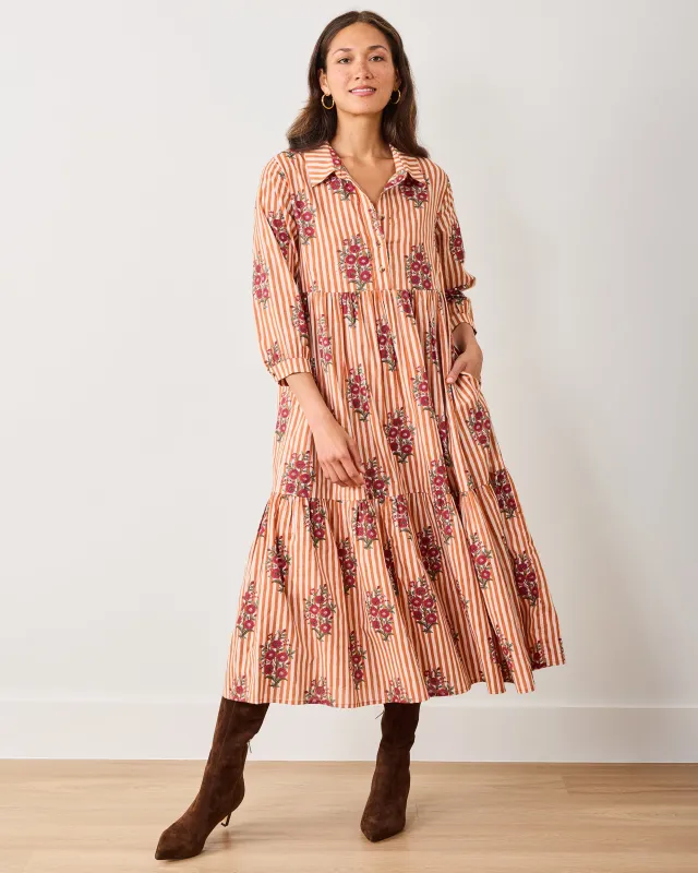 Wildflower Stripes - Juniper Dress - Ivory Wine sold by Printfresh