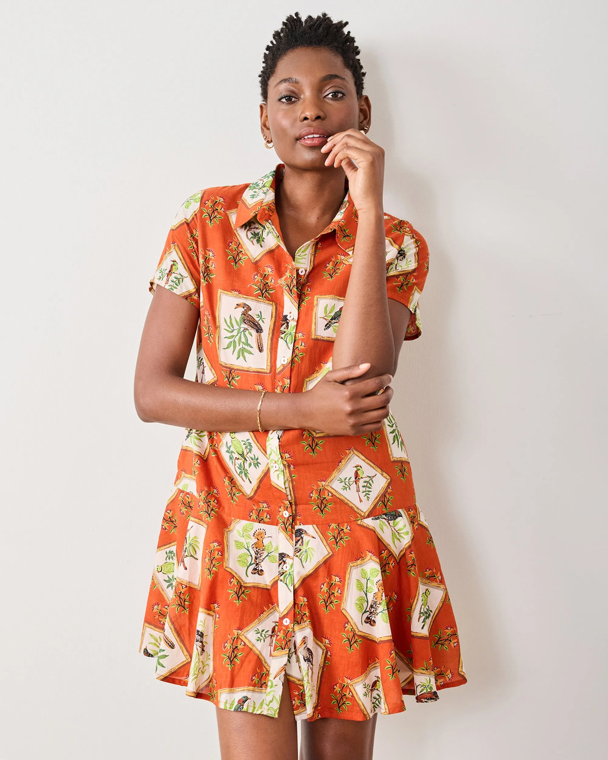 Birds Of India - Gracie Dress - Copper sold by Printfresh