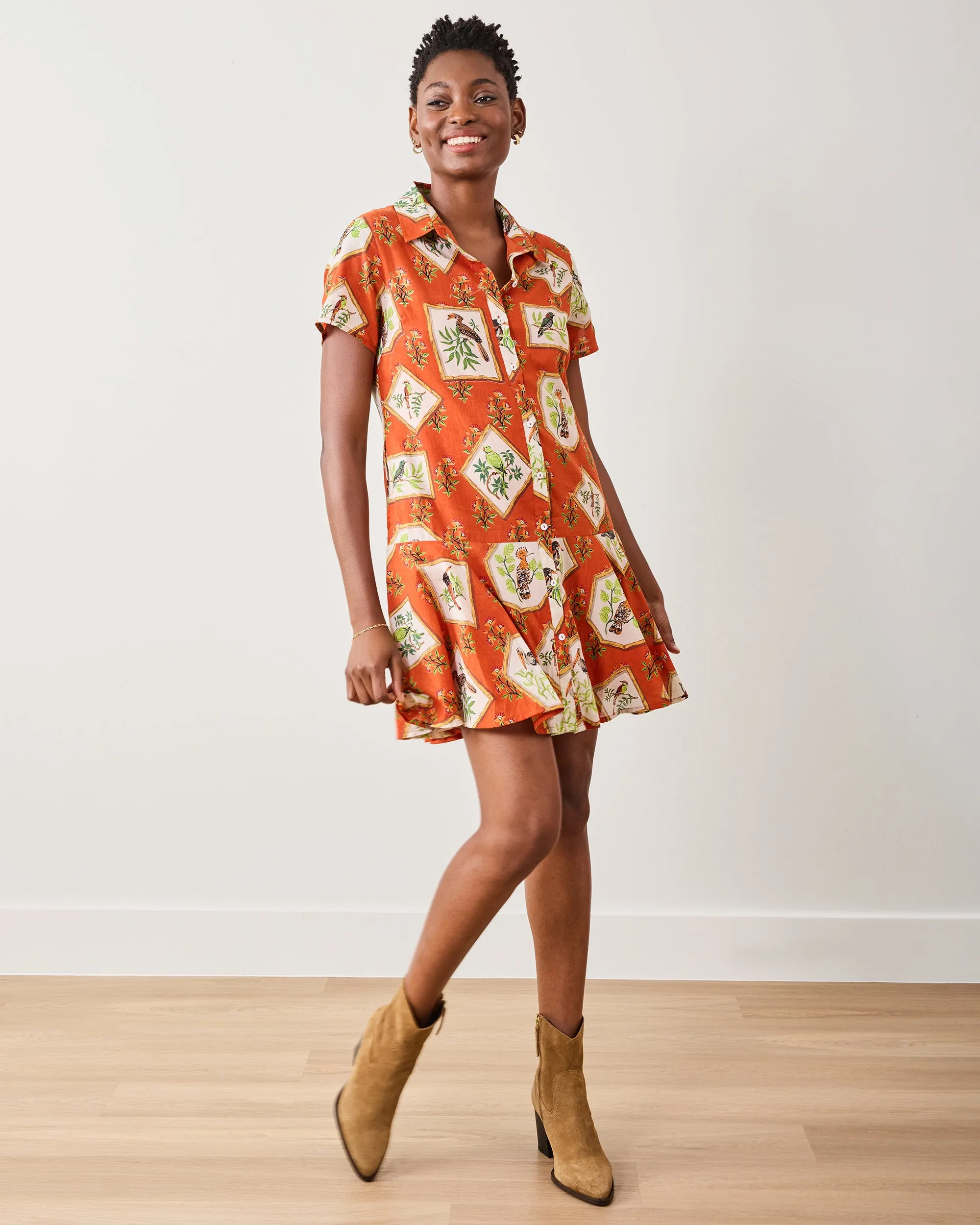 Birds Of India - Gracie Dress - Copper sold by Printfresh product image thumbnail 3