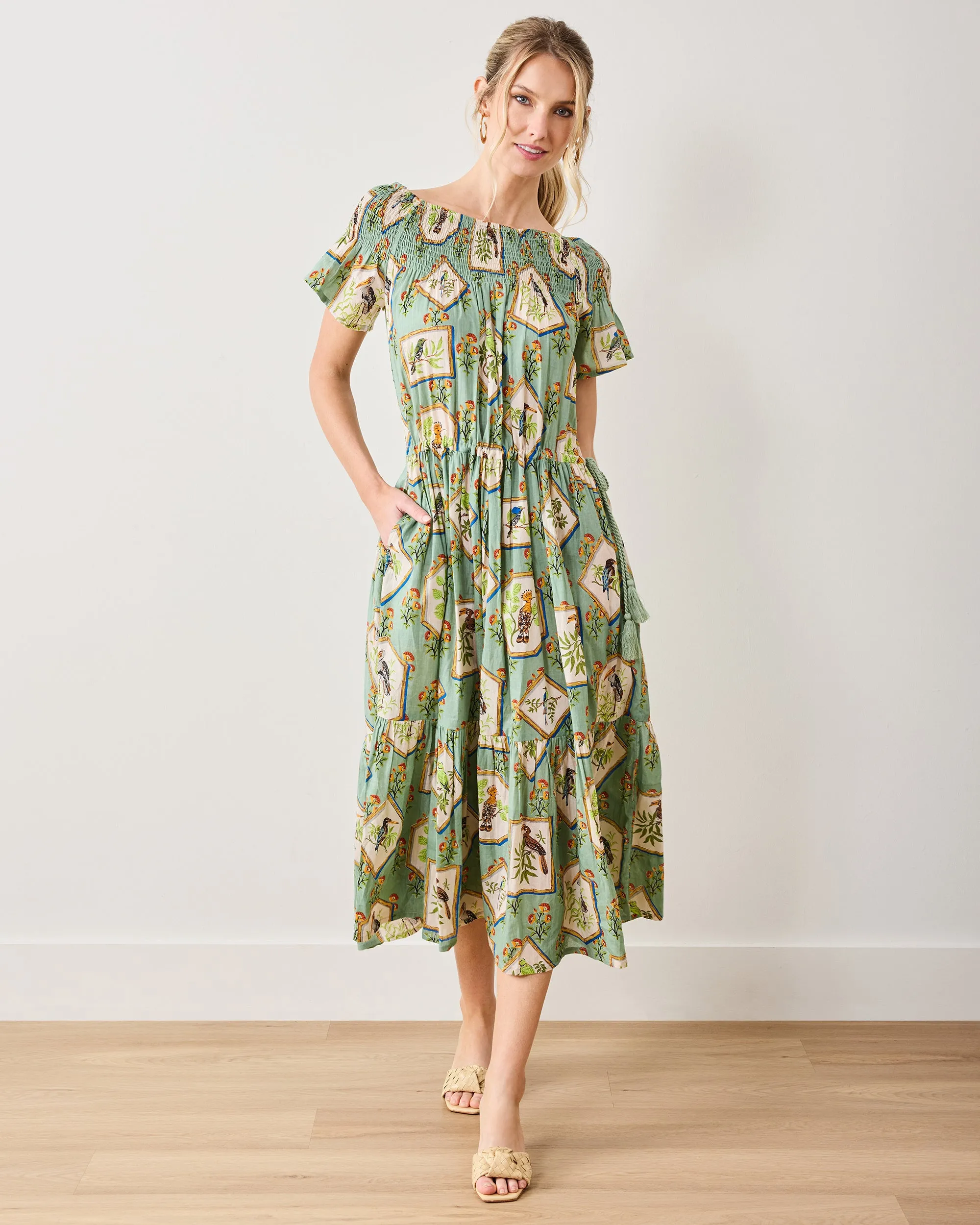Birds Of India - Eyes on You Dress - Sage sold by Printfresh product image thumbnail 3