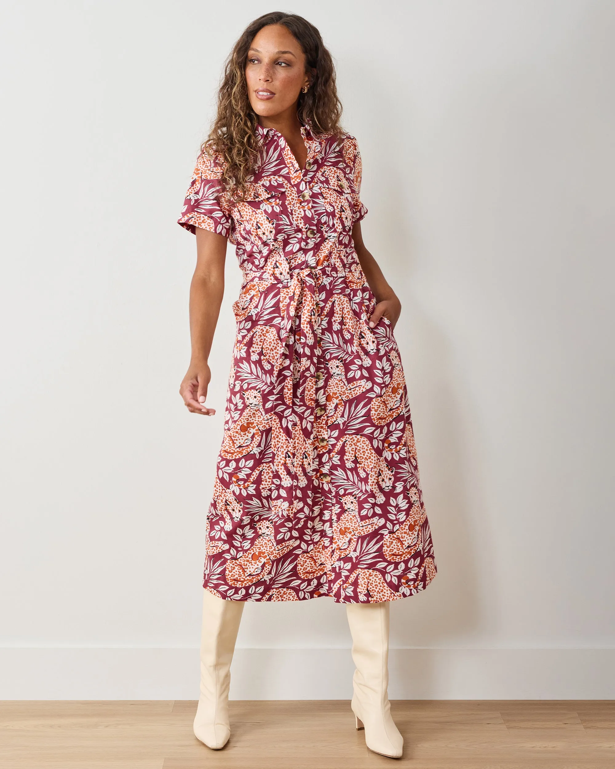 City Cats - Juliette Dress - Maroon Night sold by Printfresh product image thumbnail 2