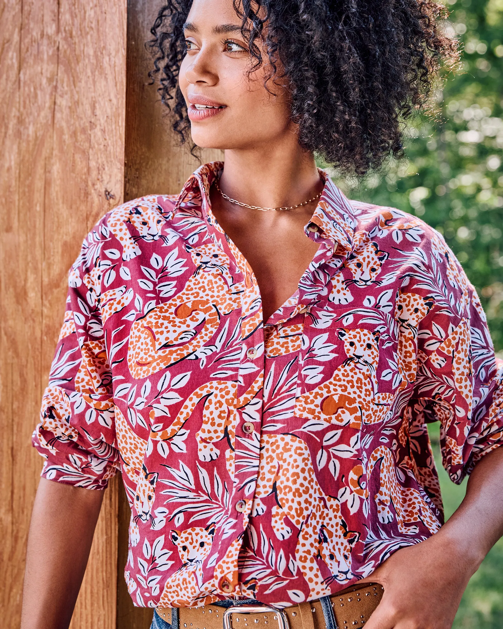 City Cats - Cleo Button Down - Maroon Night sold by Printfresh product image thumbnail 3