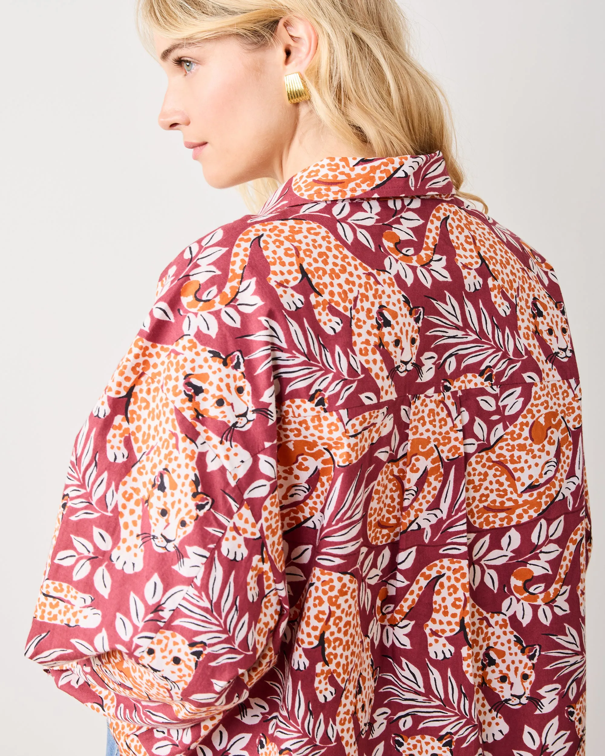 City Cats - Cleo Button Down - Maroon Night sold by Printfresh product image thumbnail 4