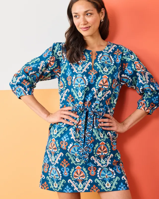Eclectic Ikat - Genevieve Dress - Navy sold by Printfresh