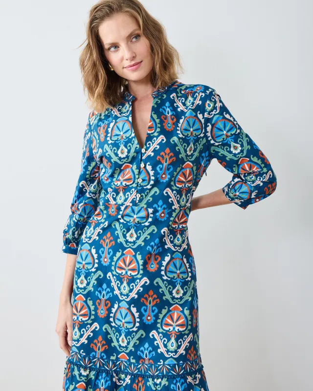 Eclectic Ikat - Abigail Dress - Navy sold by Printfresh