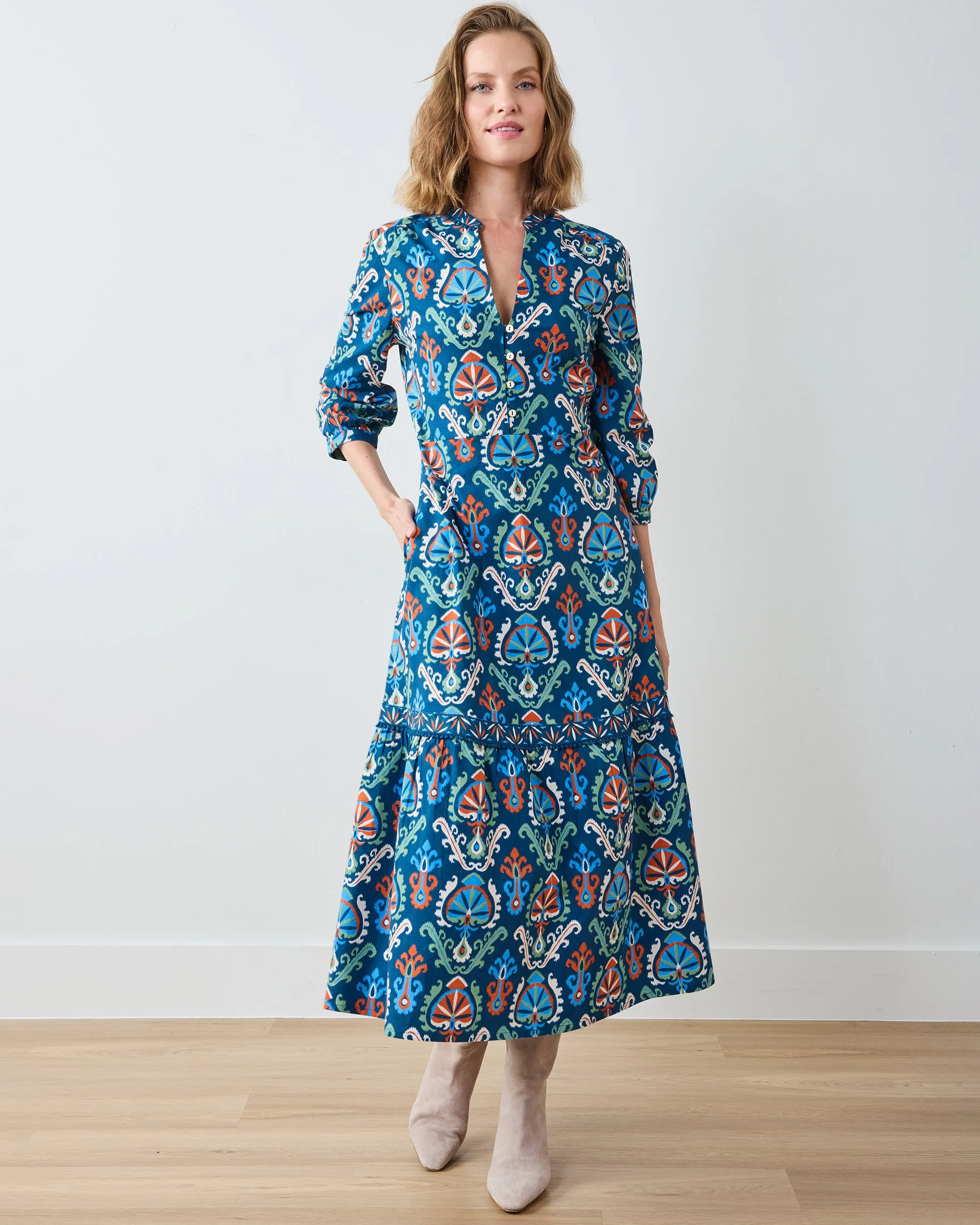 Eclectic Ikat - Abigail Dress - Navy sold by Printfresh product image thumbnail 2