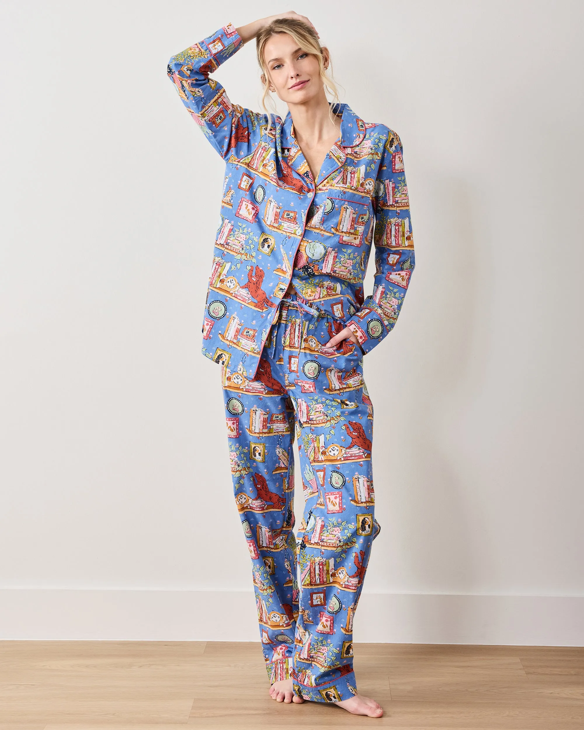 Unleashed Stories - Petite Long PJ Set - Bookkeeper Blue sold by Printfresh product image thumbnail 2
