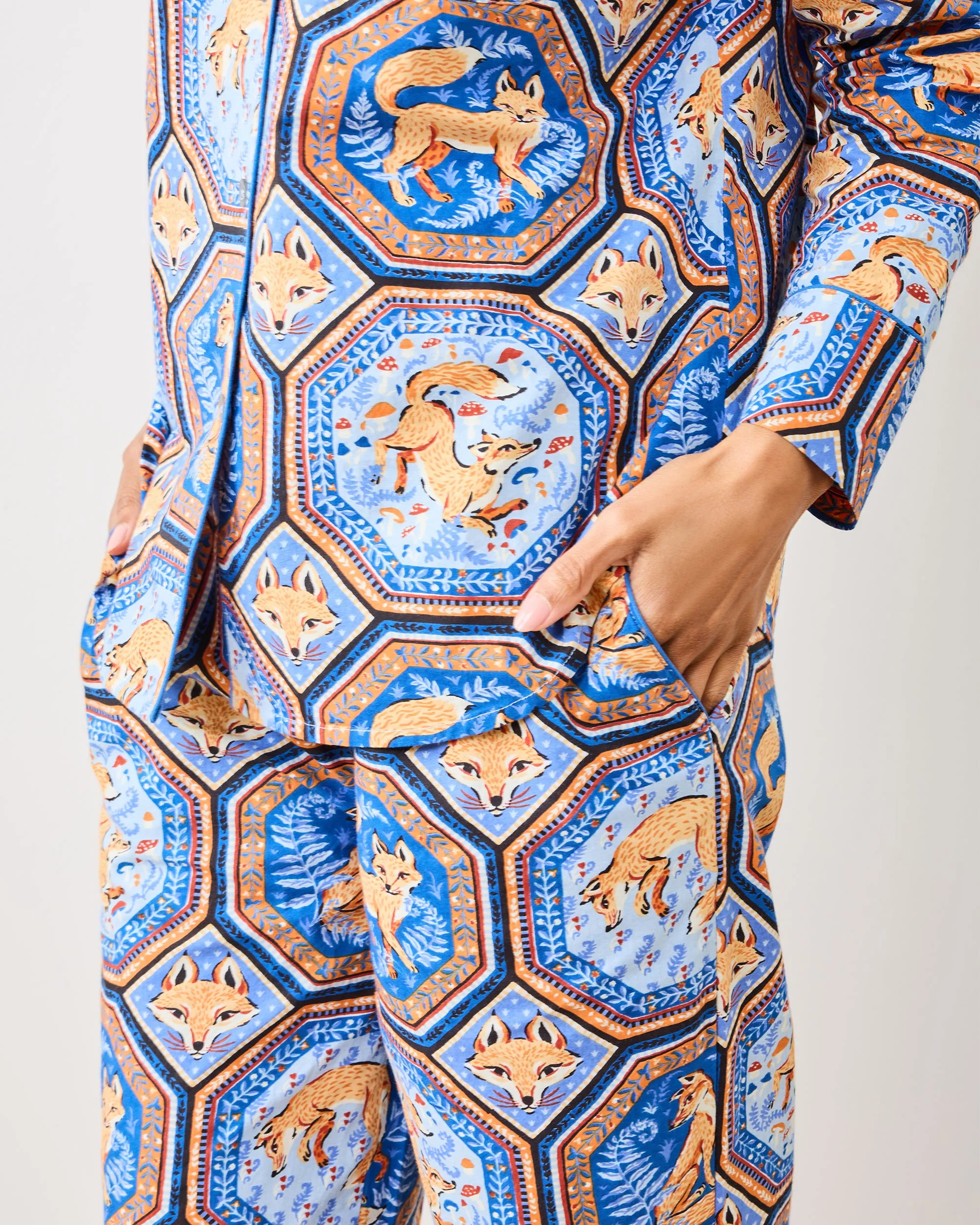 Fancy Fox - Tall Long PJ Set - French Blue sold by Printfresh product image thumbnail 4