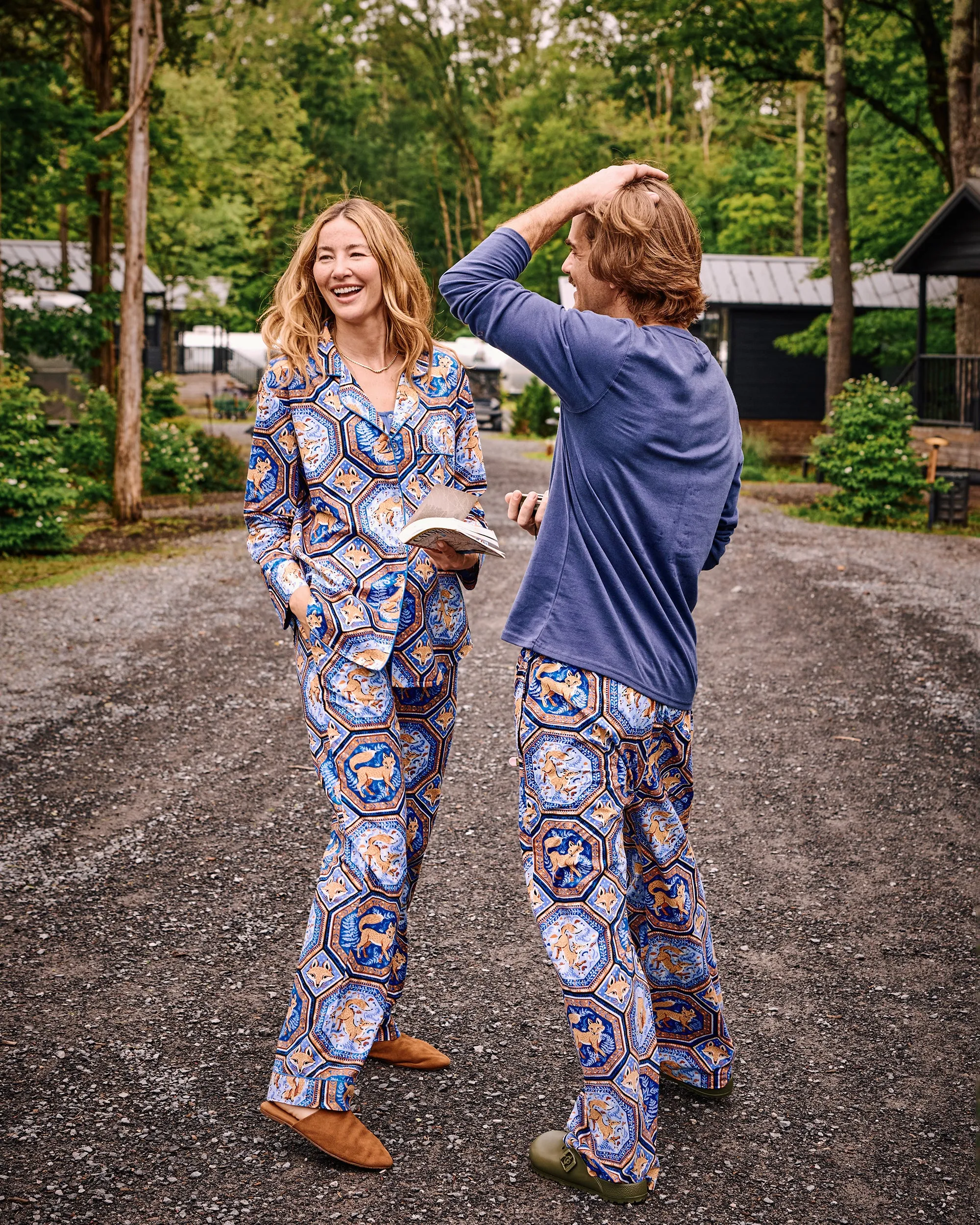 Fancy Fox - Tall Long PJ Set - French Blue sold by Printfresh product image thumbnail 2