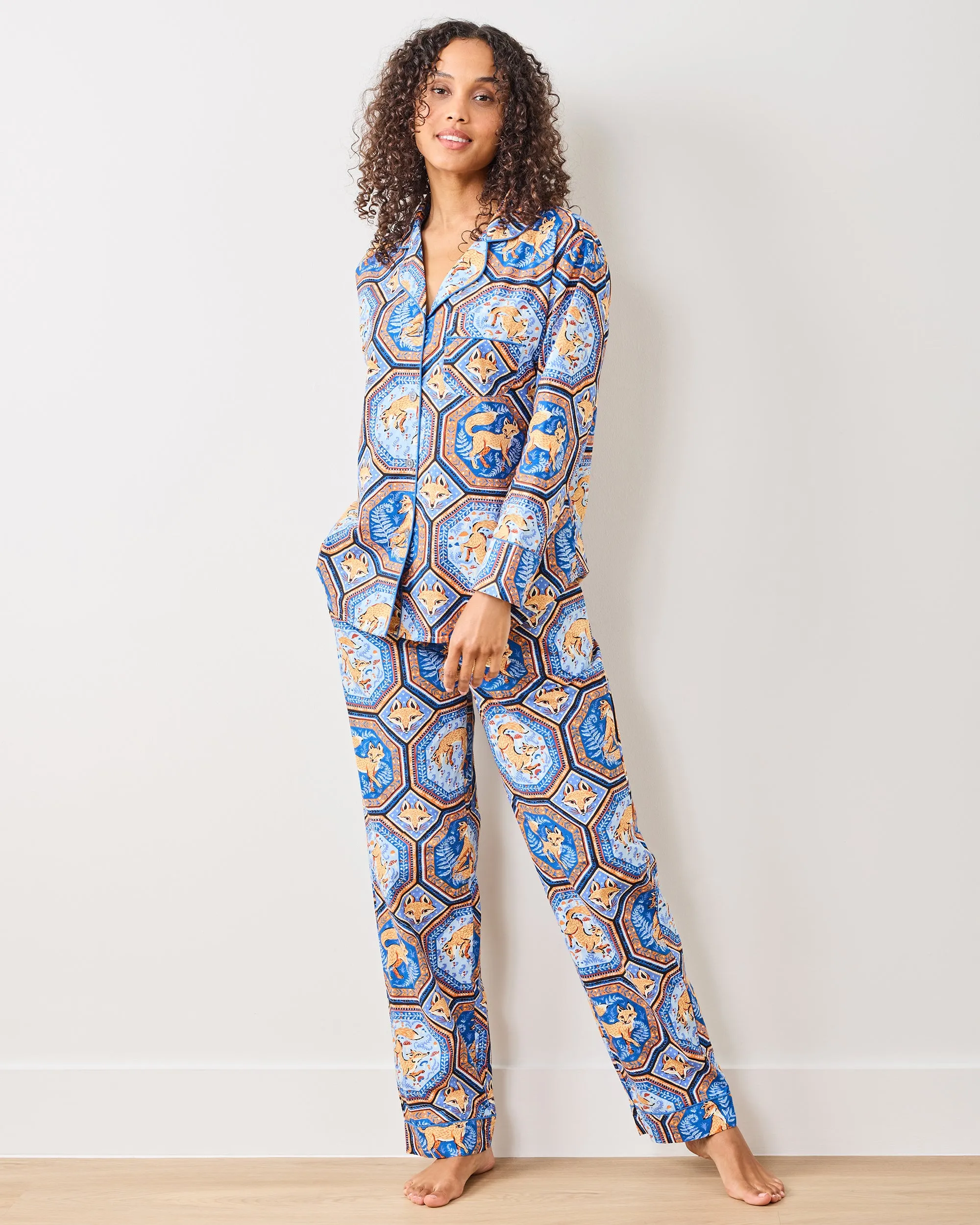 Fancy Fox - Petite Long PJ Set - French Blue sold by Printfresh product image thumbnail 3