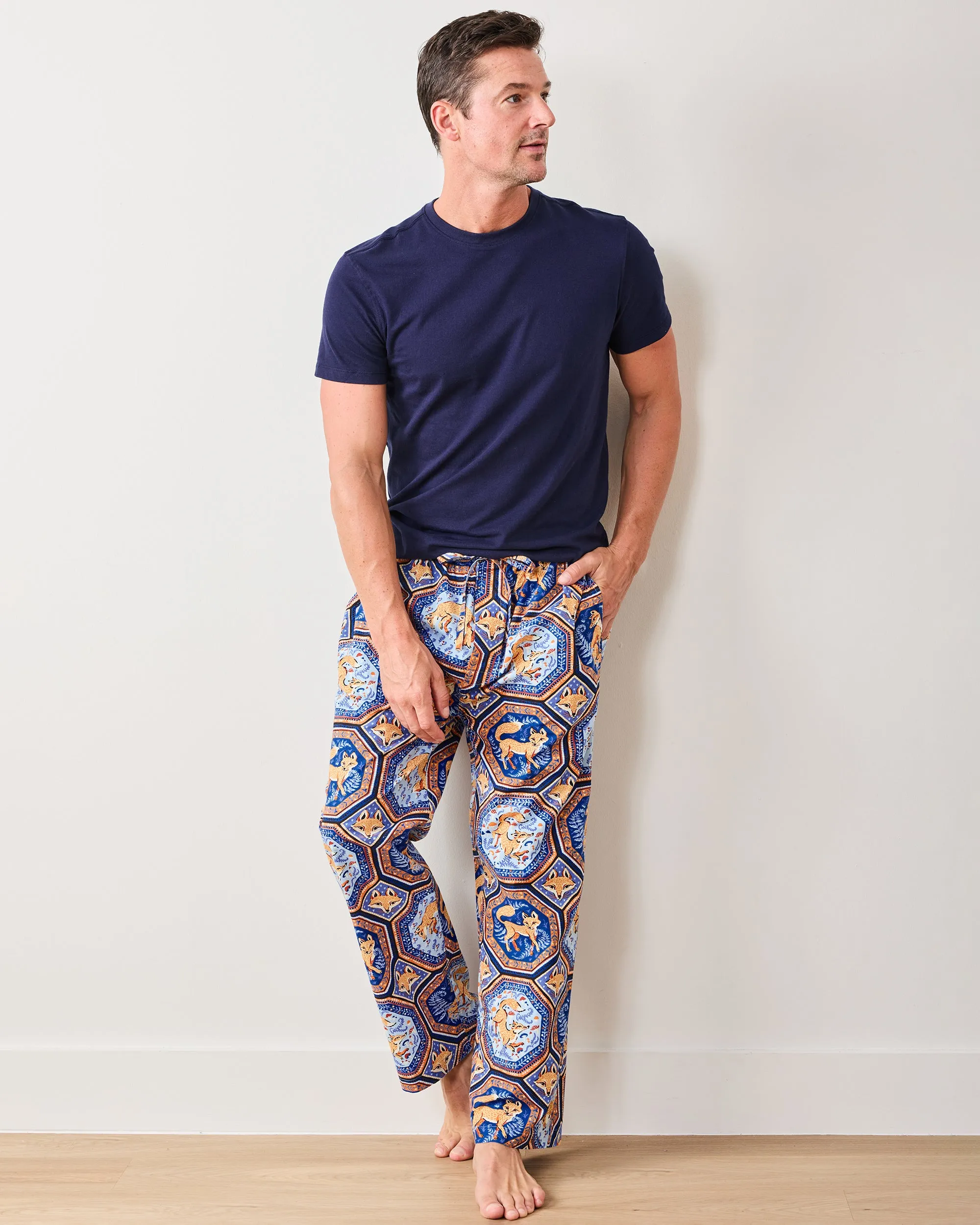 Fancy Fox - Men's PJ Pants - French Blue sold by Printfresh product image thumbnail 4