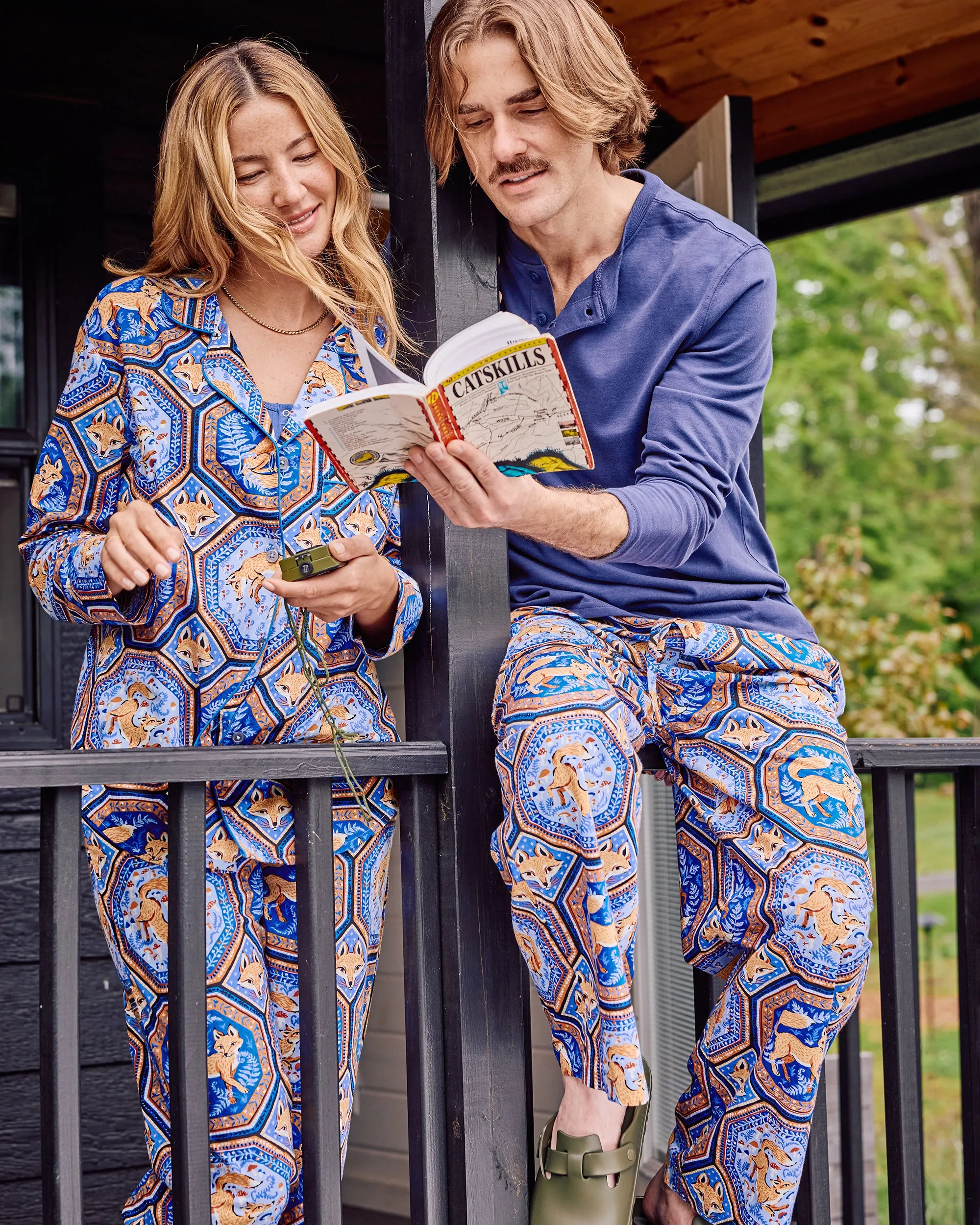 Fancy Fox - Men's PJ Pants - French Blue sold by Printfresh product image thumbnail 2