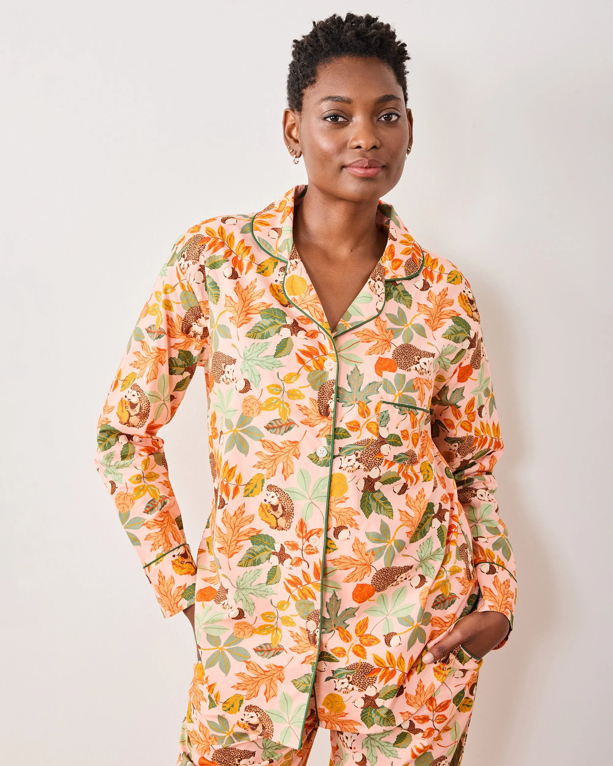 Hedgehog Forest - Tall Long PJ Set - Peach Leaf sold by Printfresh product image thumbnail 3