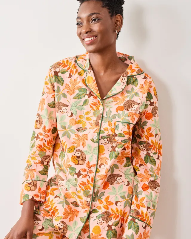 Hedgehog Forest - Petite Long PJ Set - Peach Leaf sold by Printfresh