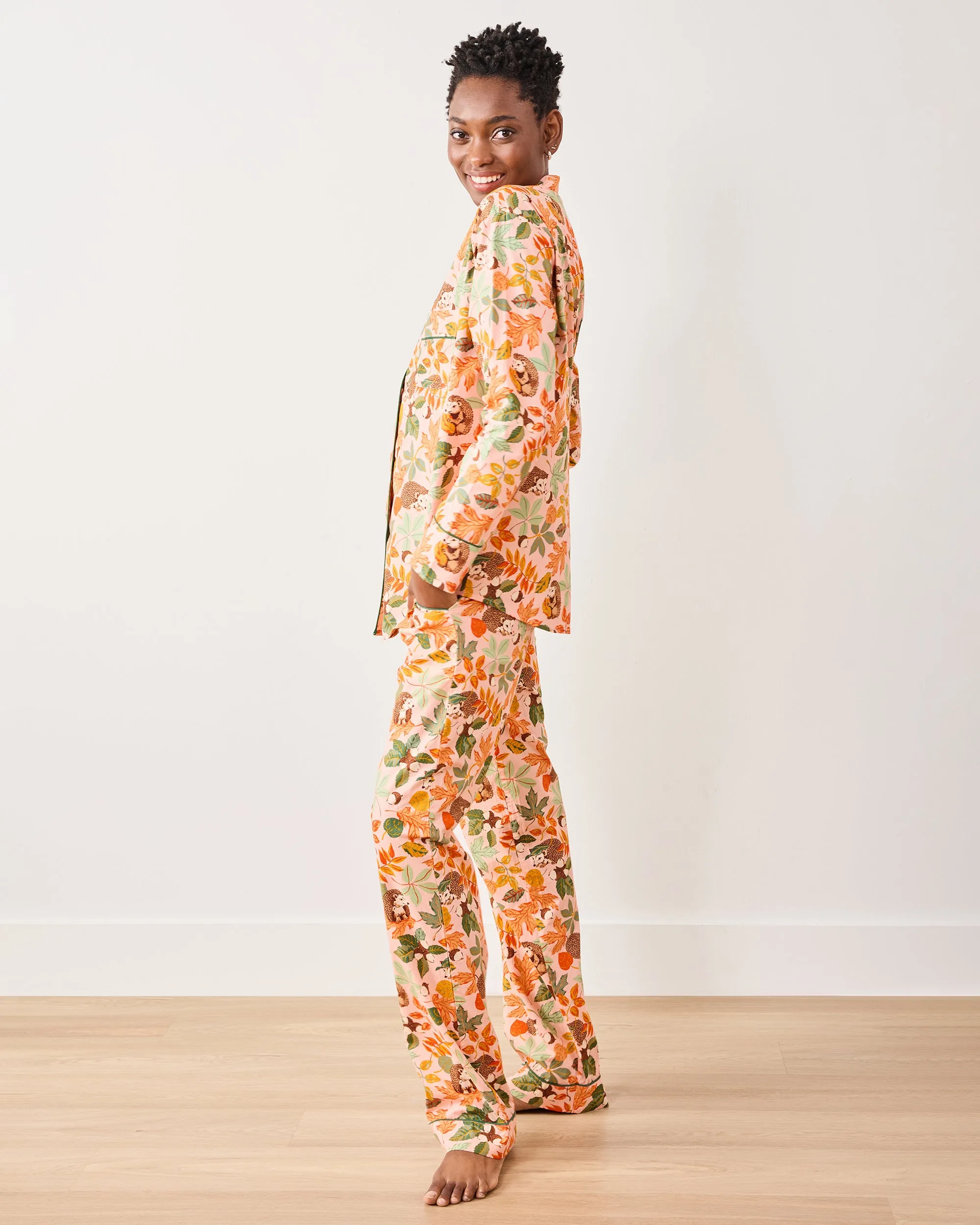 Hedgehog Forest - Petite Long PJ Set - Peach Leaf sold by Printfresh product image thumbnail 2