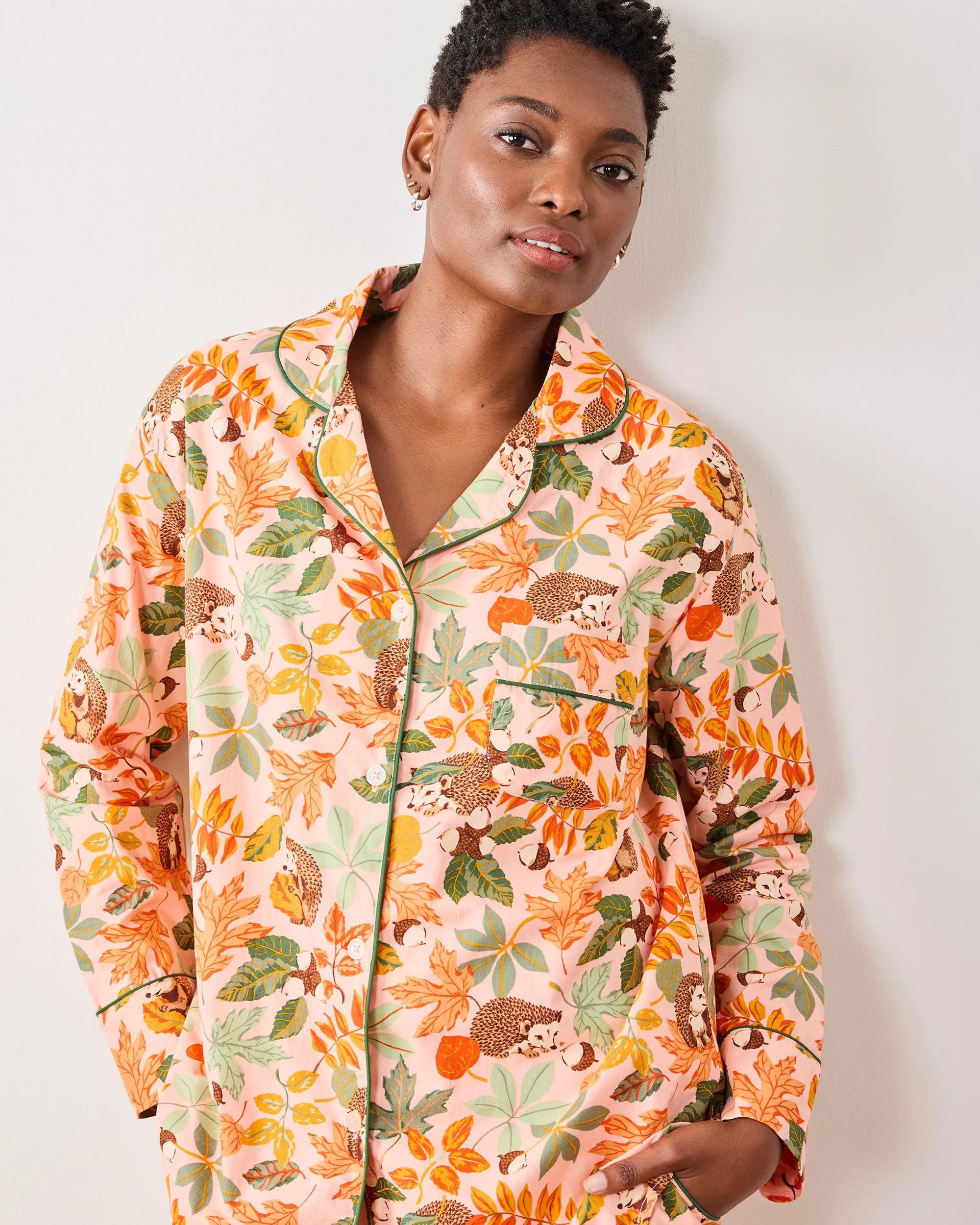 Hedgehog Forest - Petite Long PJ Set - Peach Leaf sold by Printfresh product image thumbnail 3