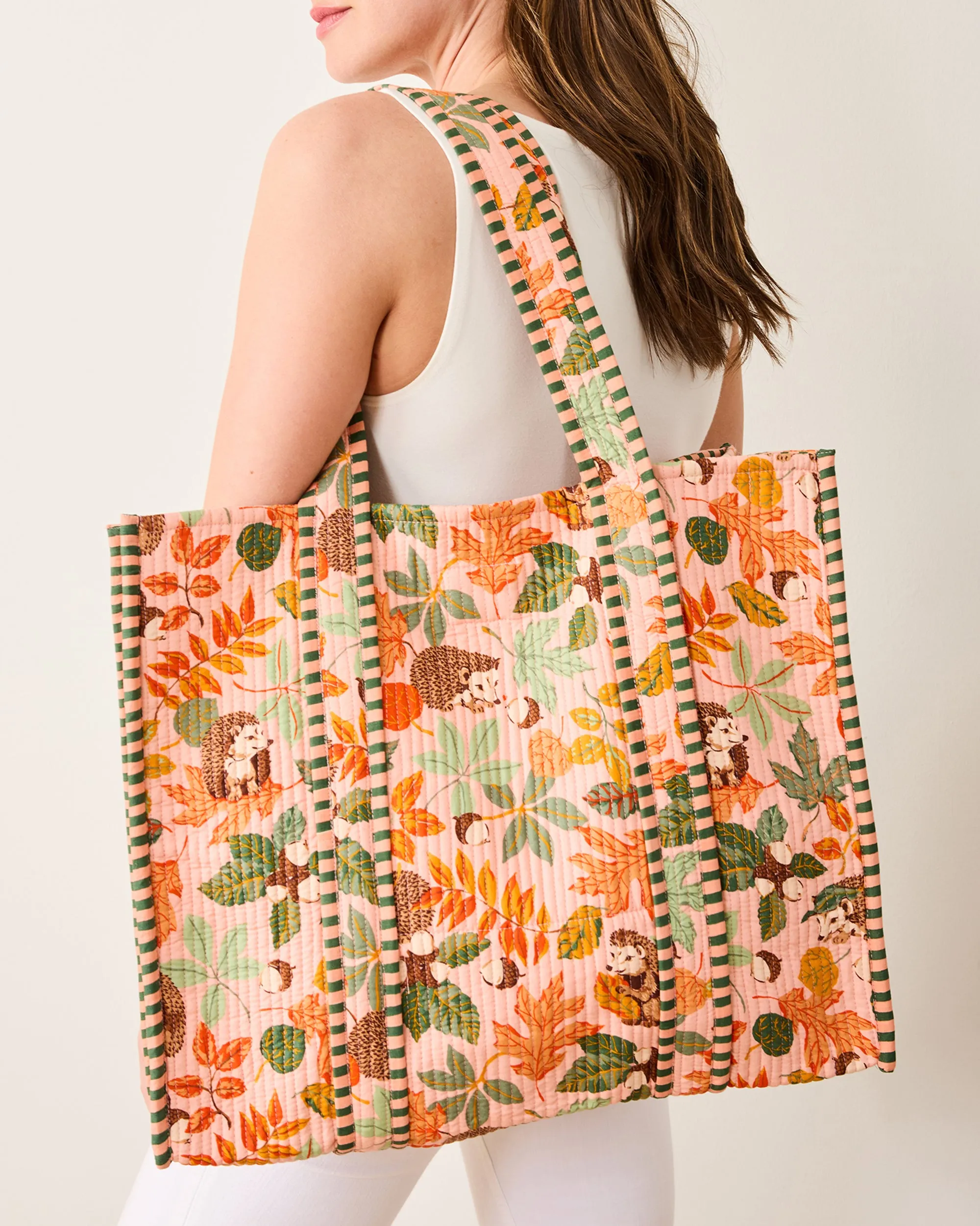 Hedgehog Forest - The Traveler Tote - Peach Leaf sold by Printfresh product image thumbnail 2