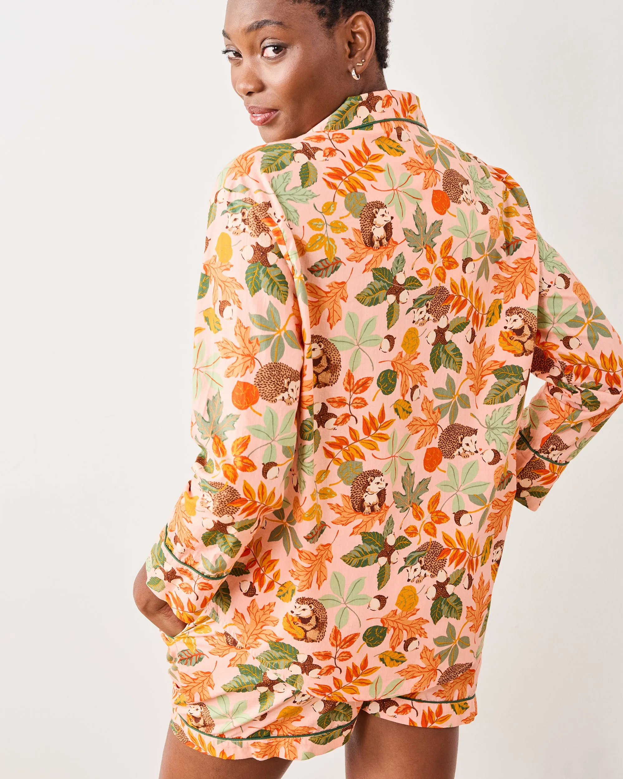 Hedgehog Forest - Long Sleeve Top & Shorts Set - Peach Leaf sold by Printfresh product image thumbnail 5