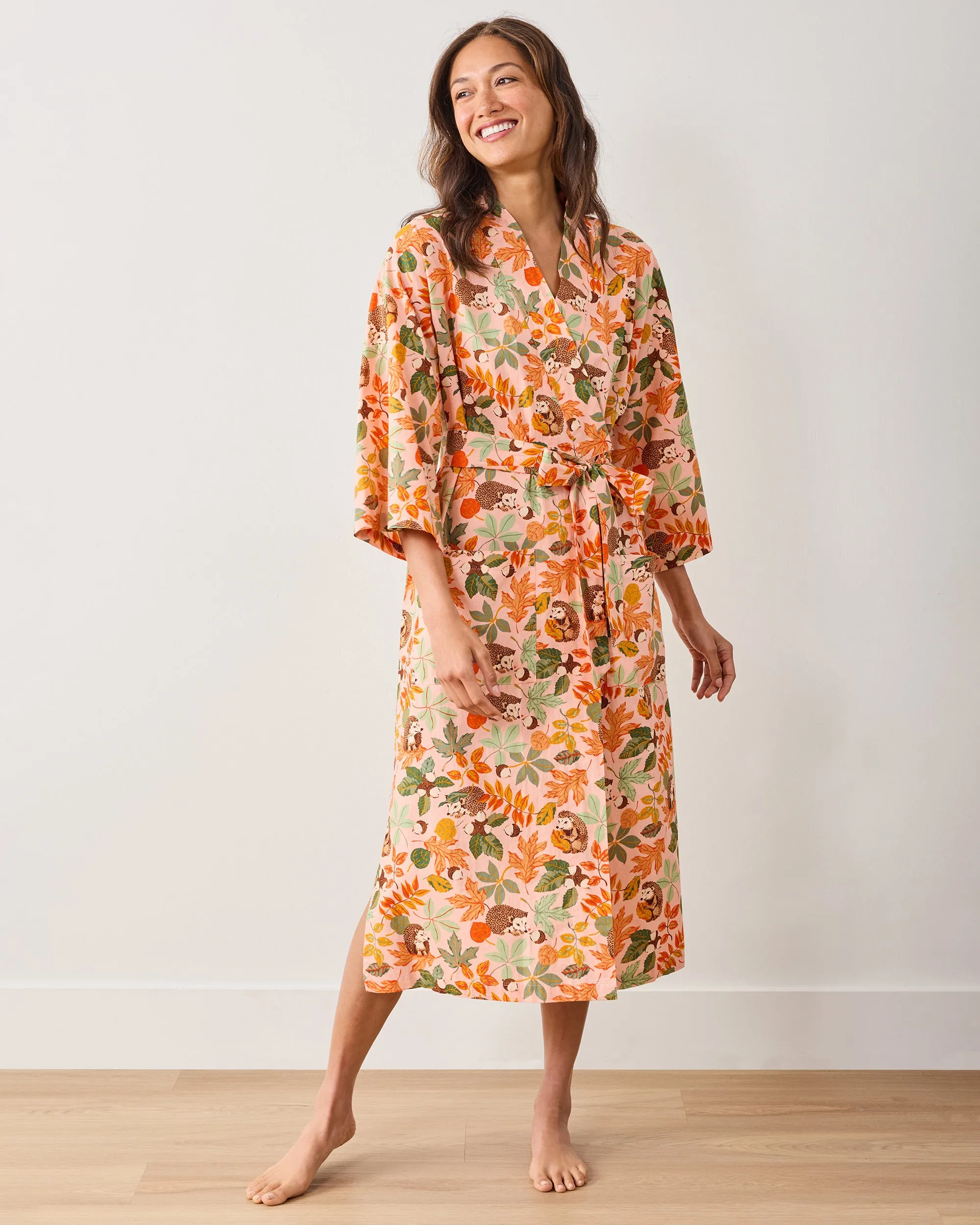 Hedgehog Forest - Robe - Peach Leaf sold by Printfresh product image thumbnail 2