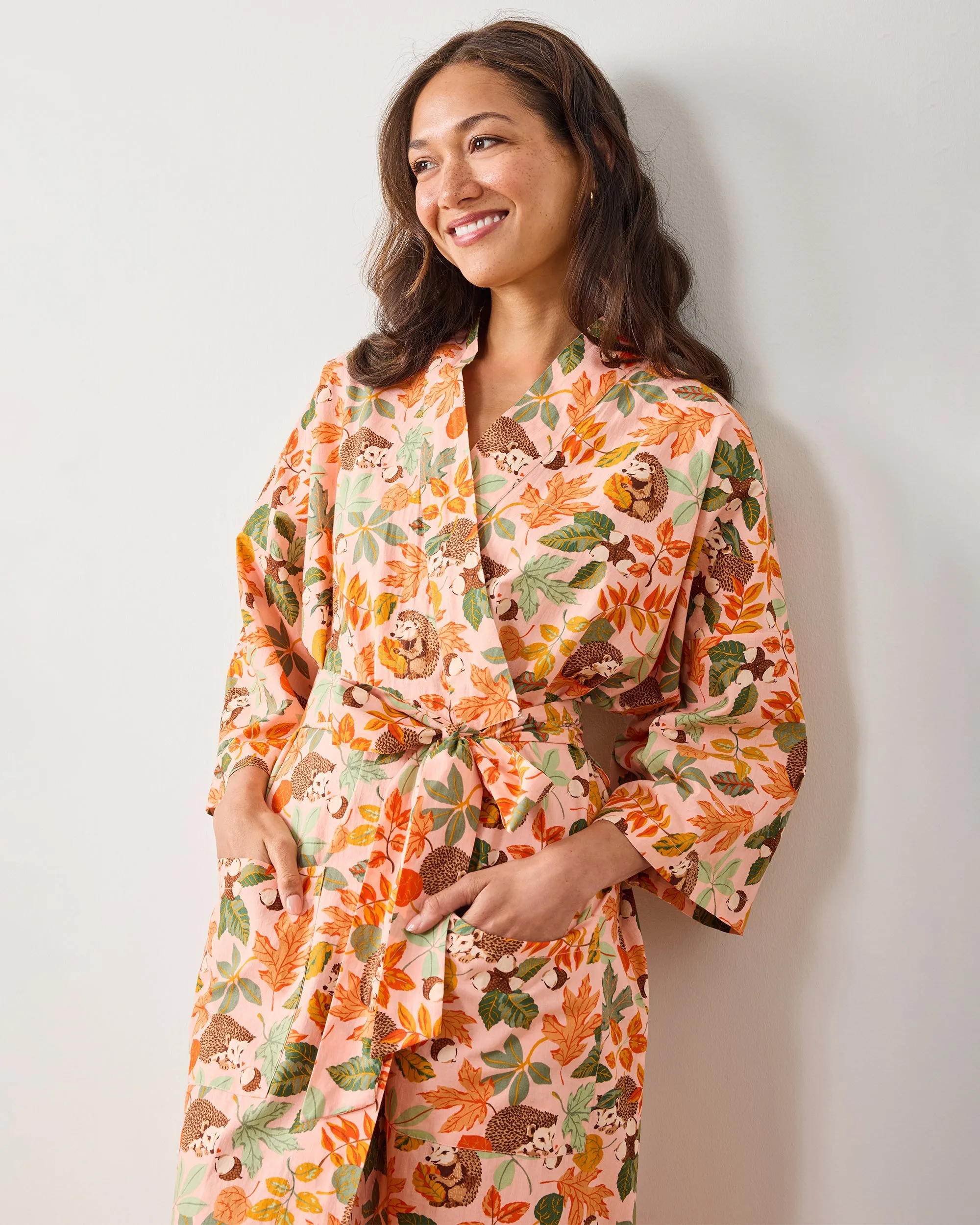 Hedgehog Forest - Robe - Peach Leaf sold by Printfresh